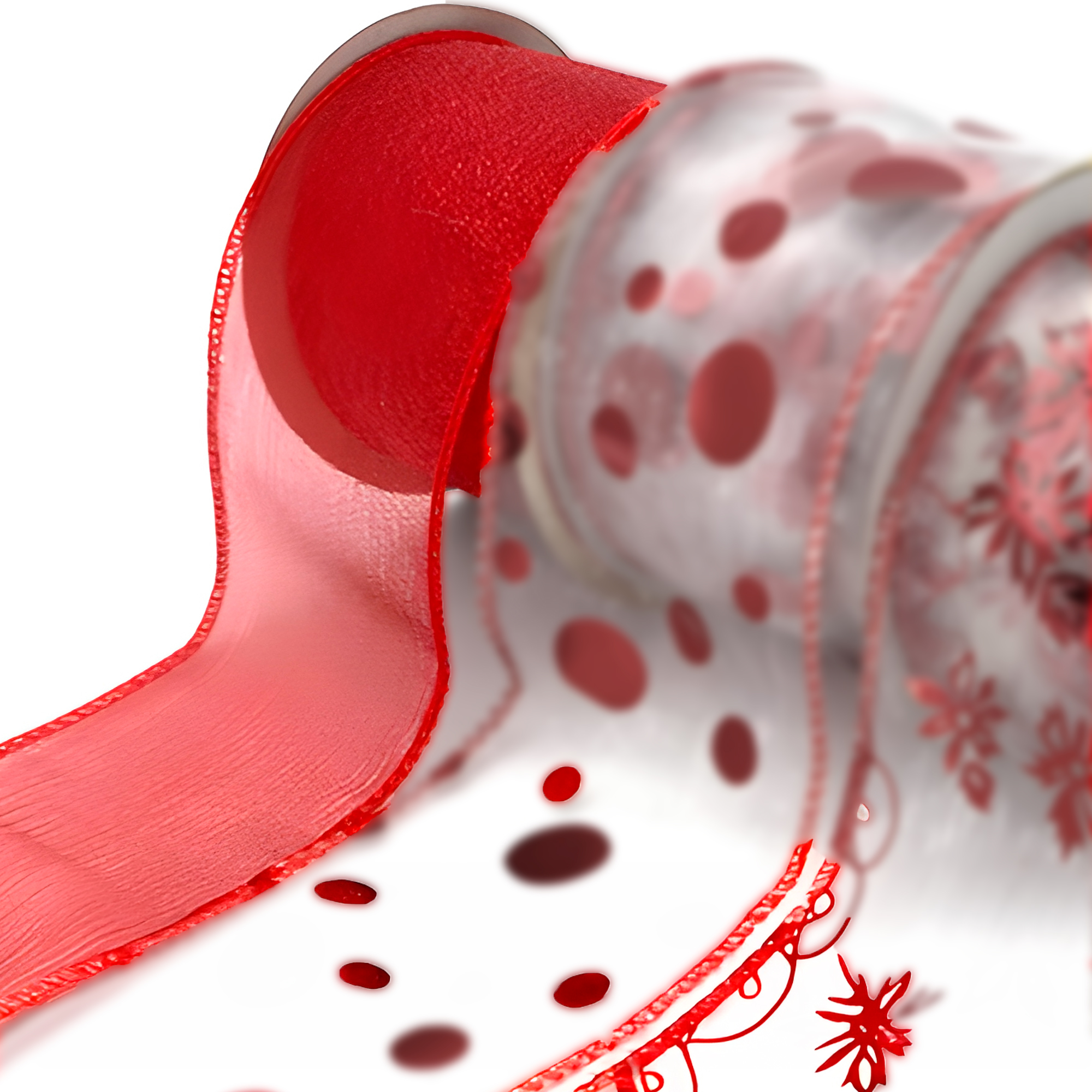 Cintas De Navidad Decorativas Rojo y Gris 6,3 CM x 2,7 Mts 10