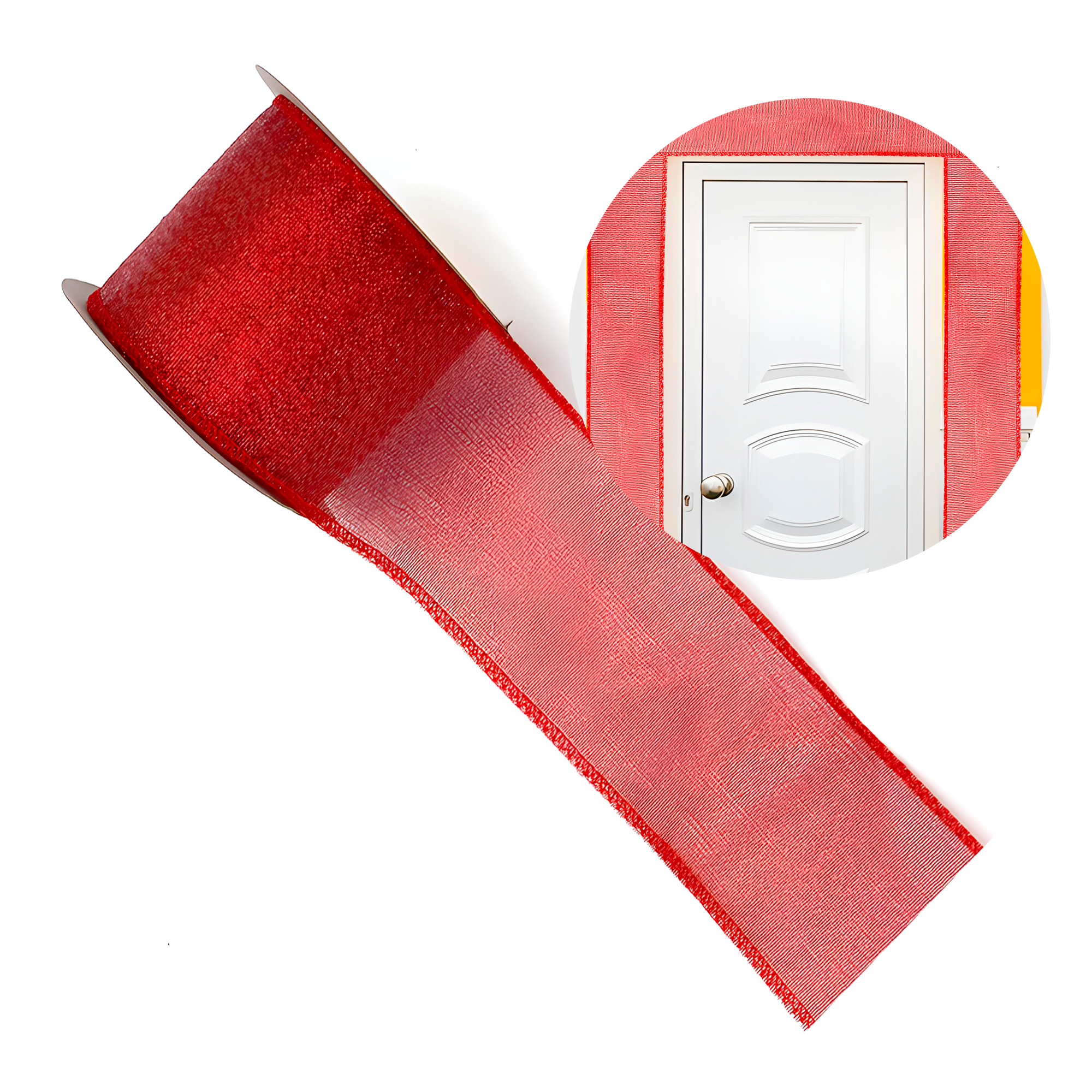 Cintas De Navidad Decorativas Rojo y Gris 6,3 CM x 2,7 Mts 13