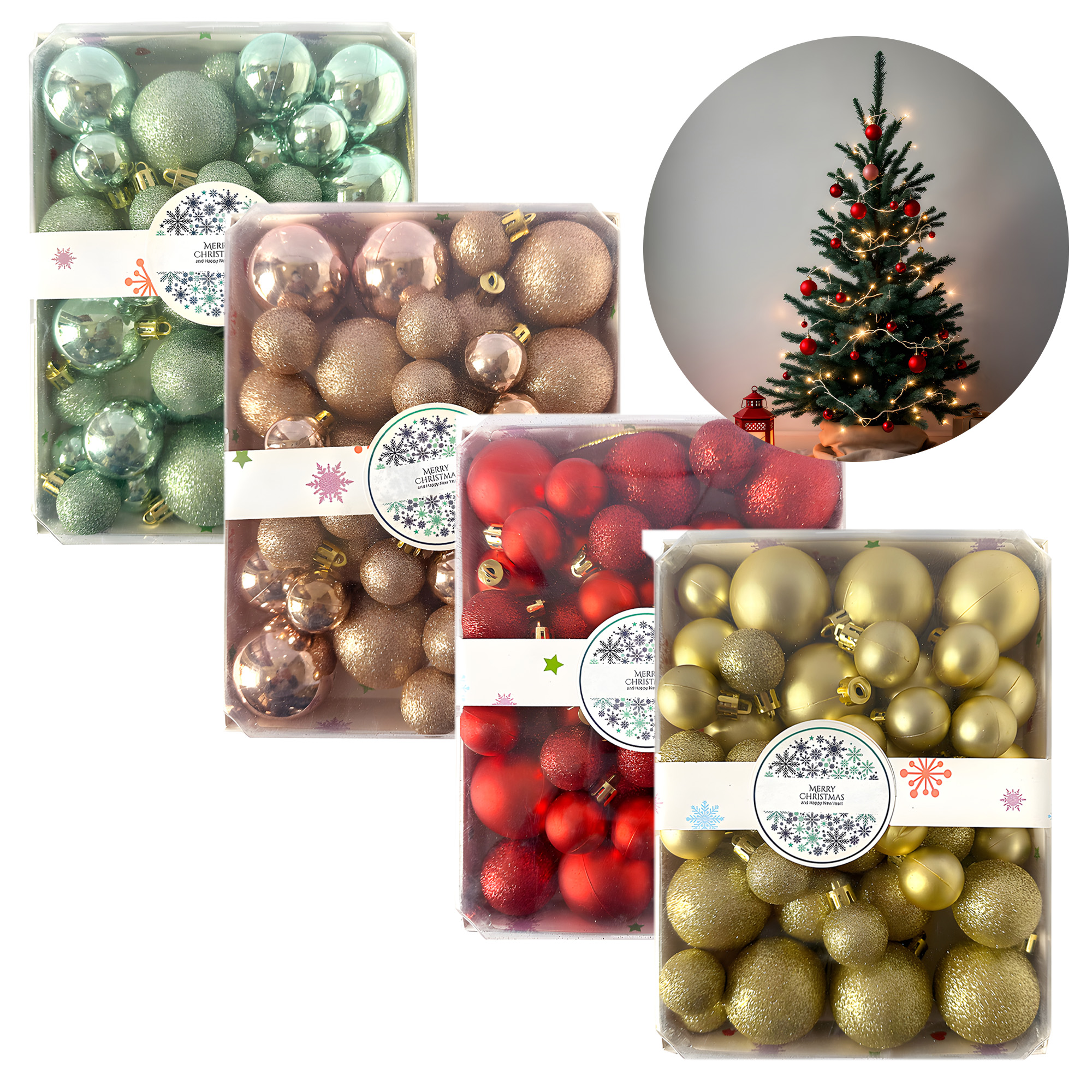 42 Chiches Bolas Esferas de Navidad 3,4,5 cm Pack Adorno y Decoración Para Árbol 1