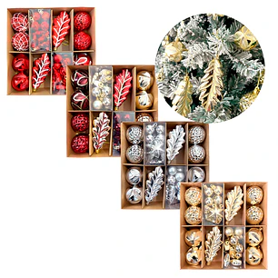Kit Adornos Chiches Bolas Esferas Colgantes Mixtos Árbol Navidad Decoración