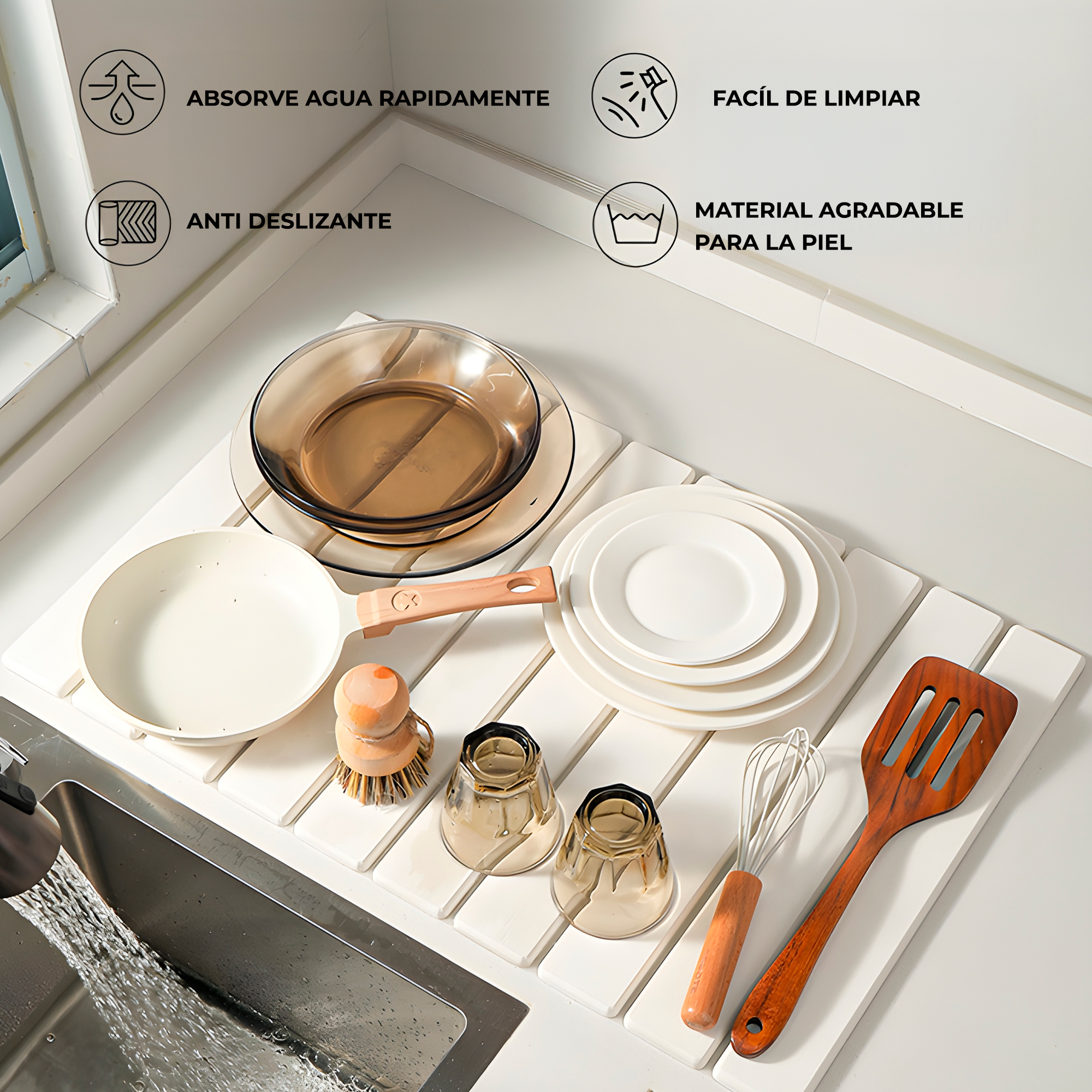 Tapetes Escurridor Loza Absorbente Colores Plegable Diatomita 30X40CM 9