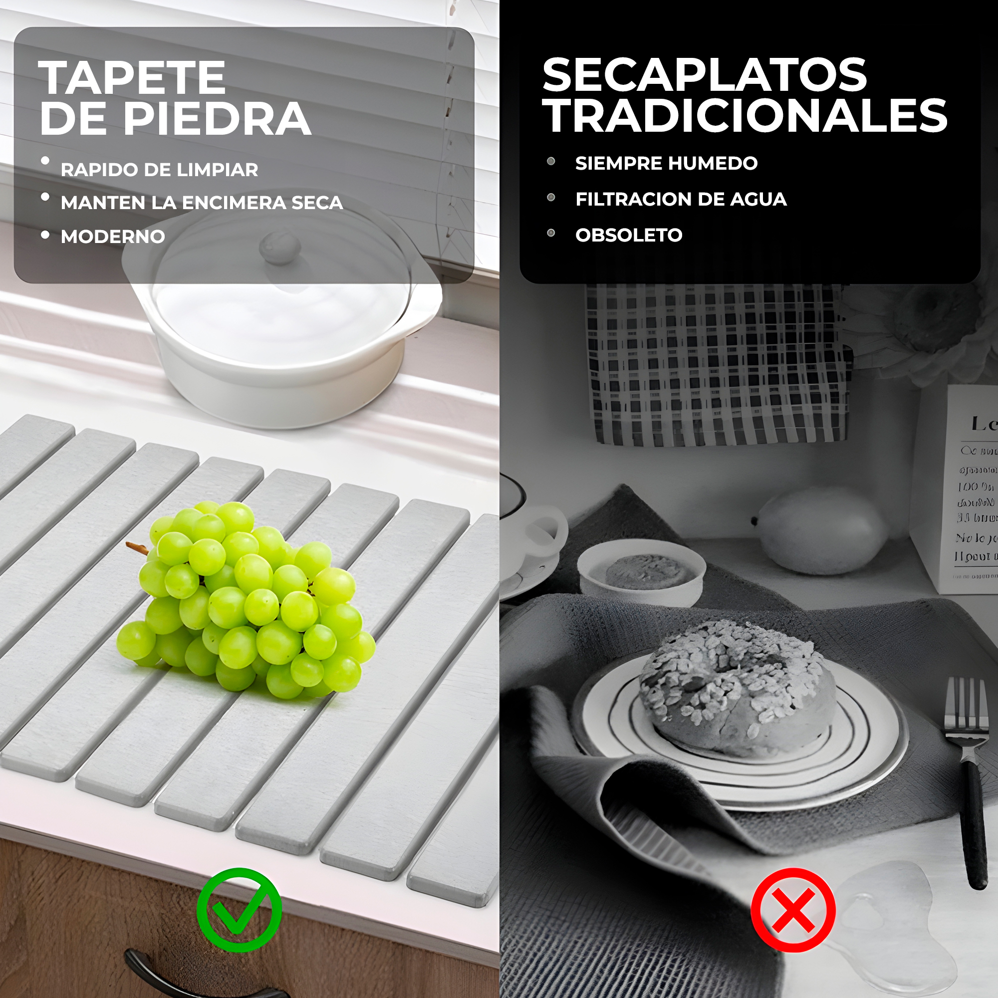 Tapetes Escurridor Loza Absorbente Colores Plegable Diatomita 30X40CM 10