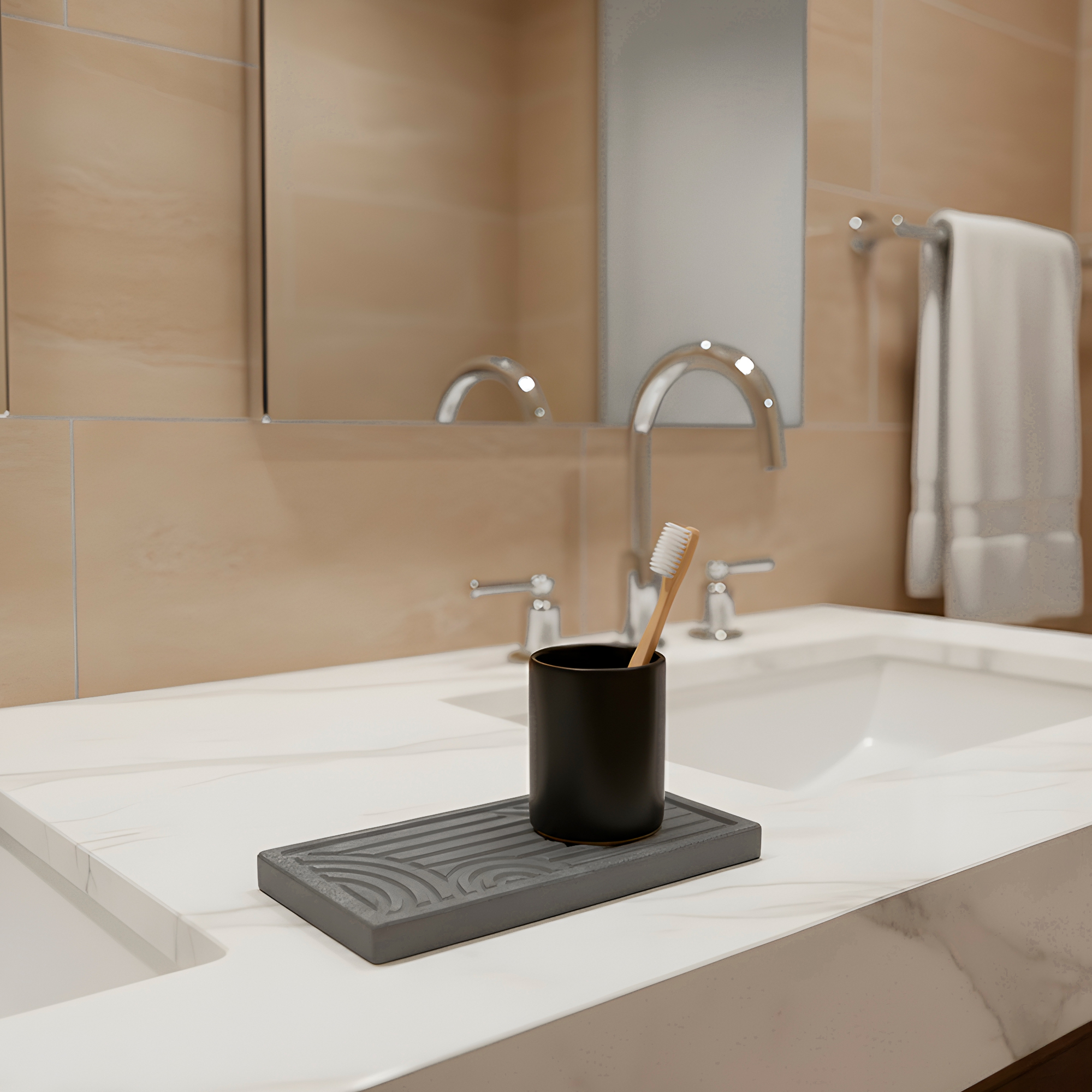 Set 3 Bandejas Baño Absorbente Jabón Cepillo Dientes 12