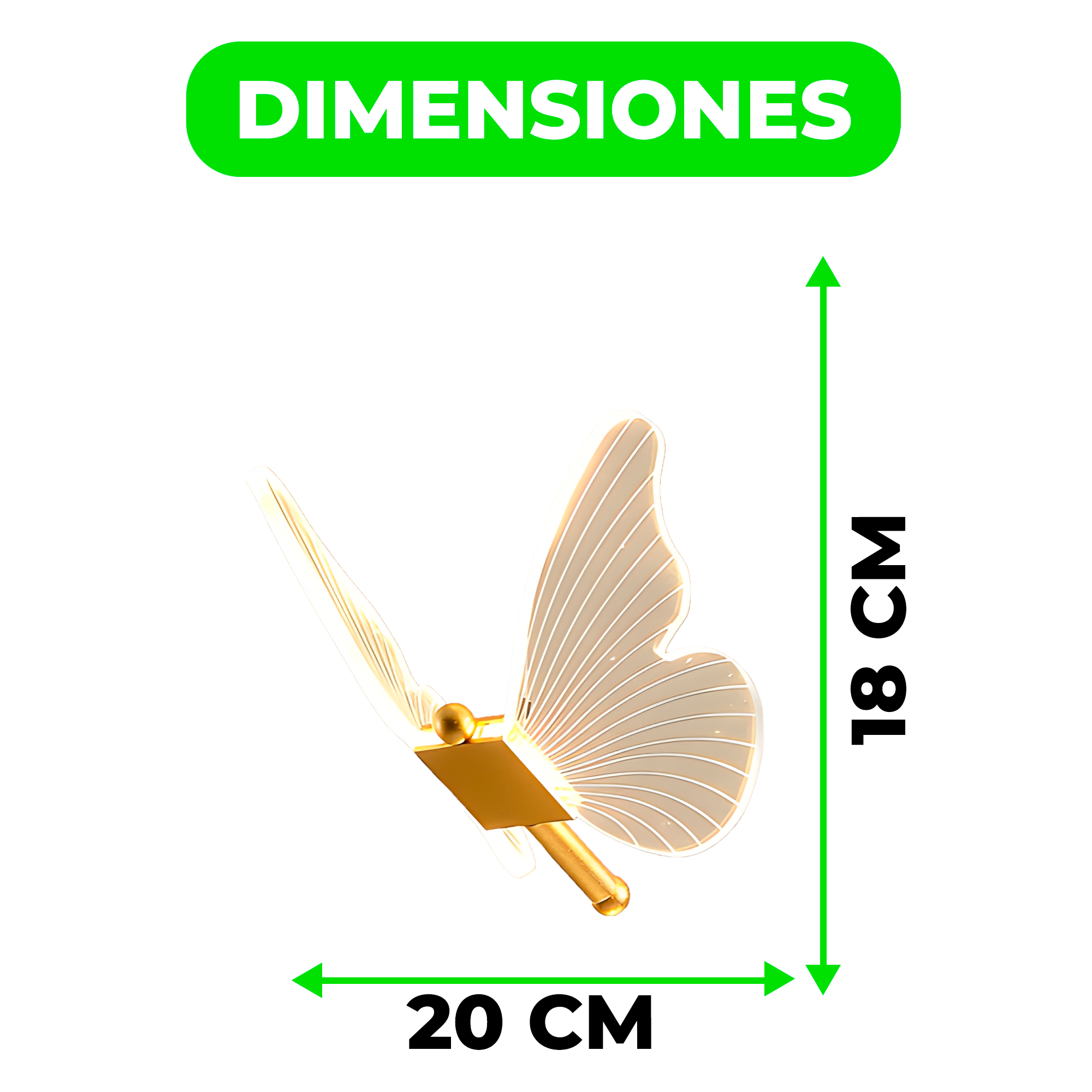 Lámpara Techo Aplique Led Colgante Mariposas Dorado Luz iluminación 4