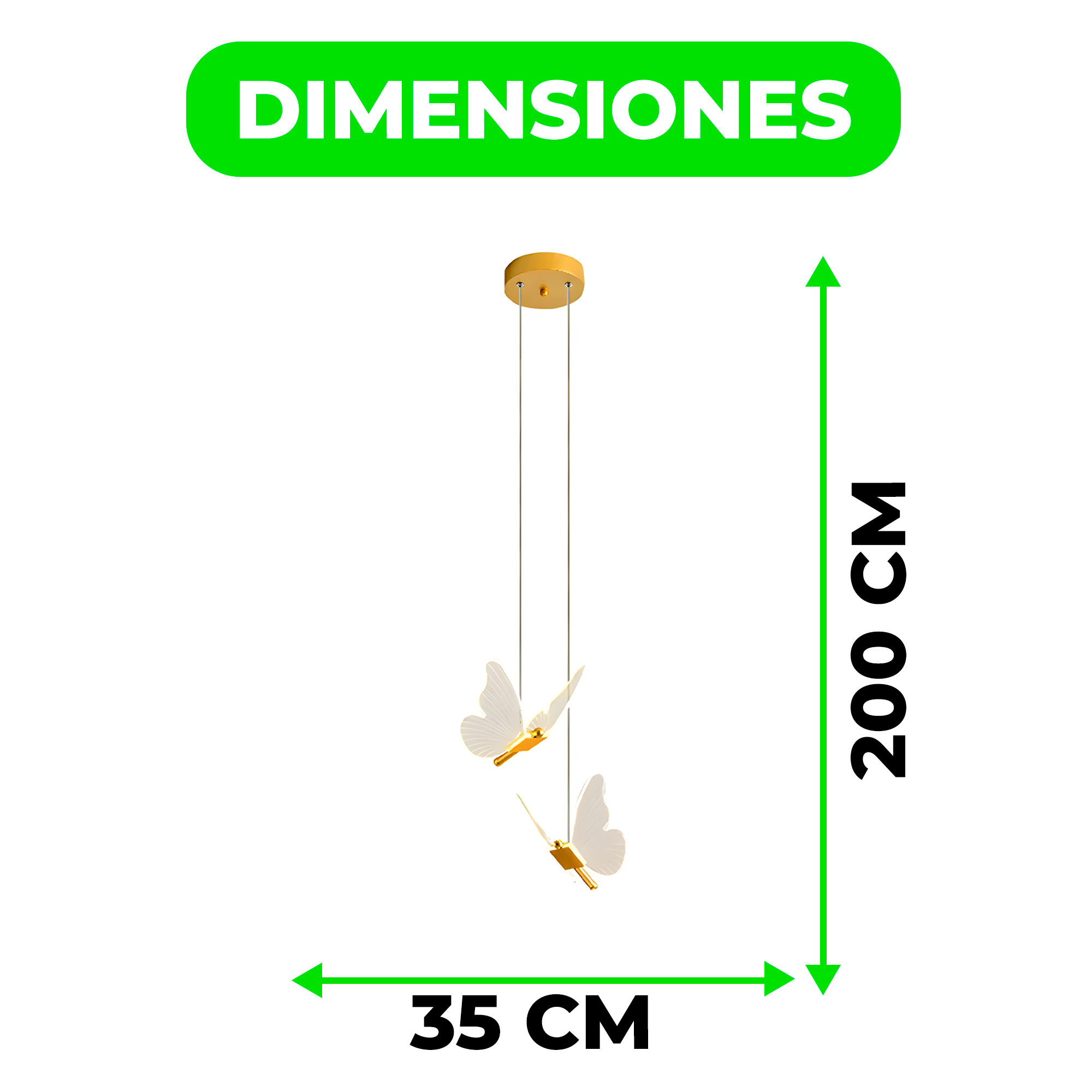 Lámpara Techo Aplique Led Colgante Mariposas Dorado Luz iluminación 3