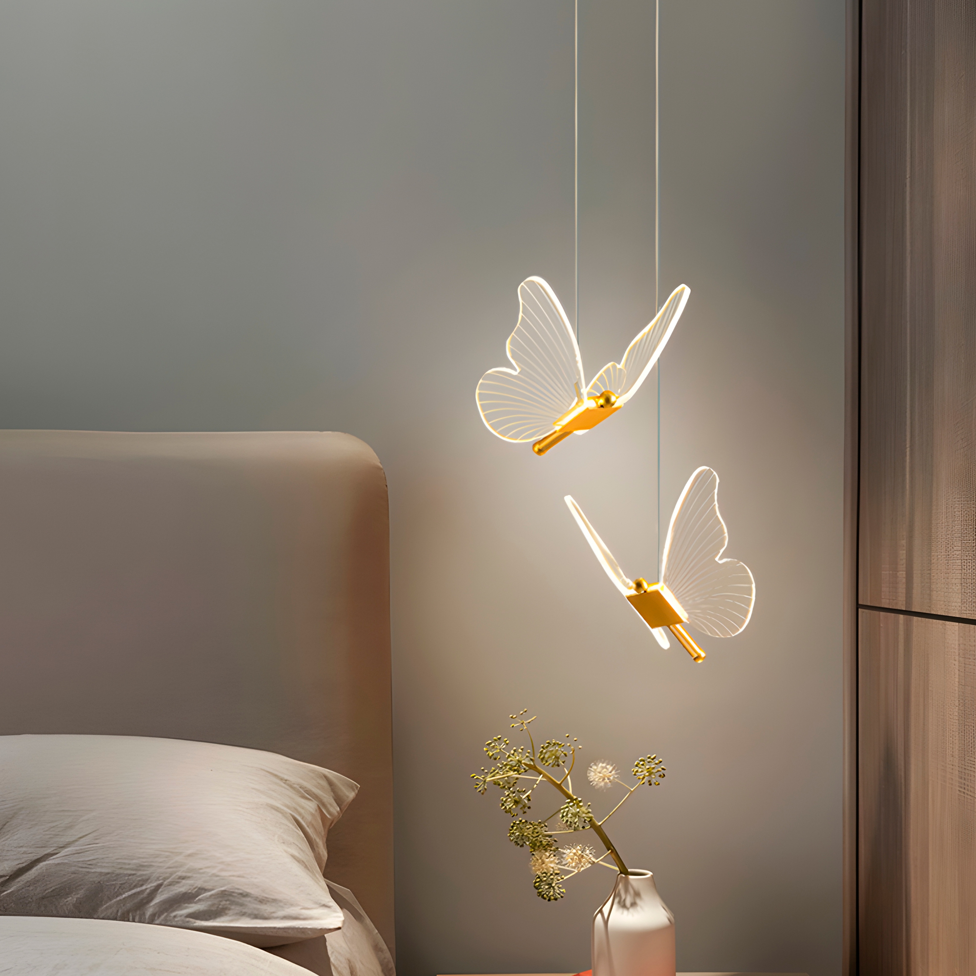 Lámpara Techo Aplique Led Colgante Mariposas Dorado Luz iluminación 7