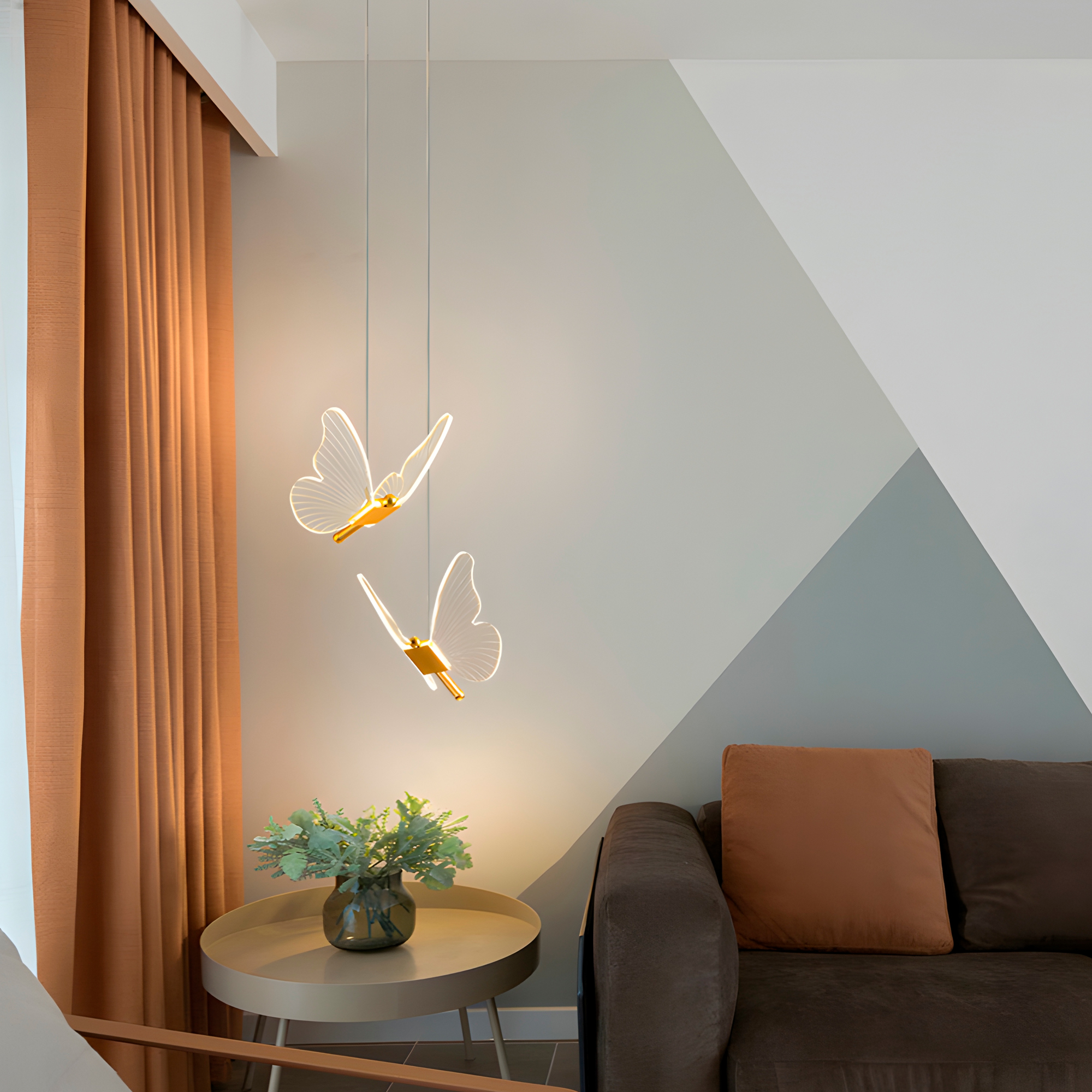 Lámpara Techo Aplique Led Colgante Mariposas Dorado Luz iluminación 10