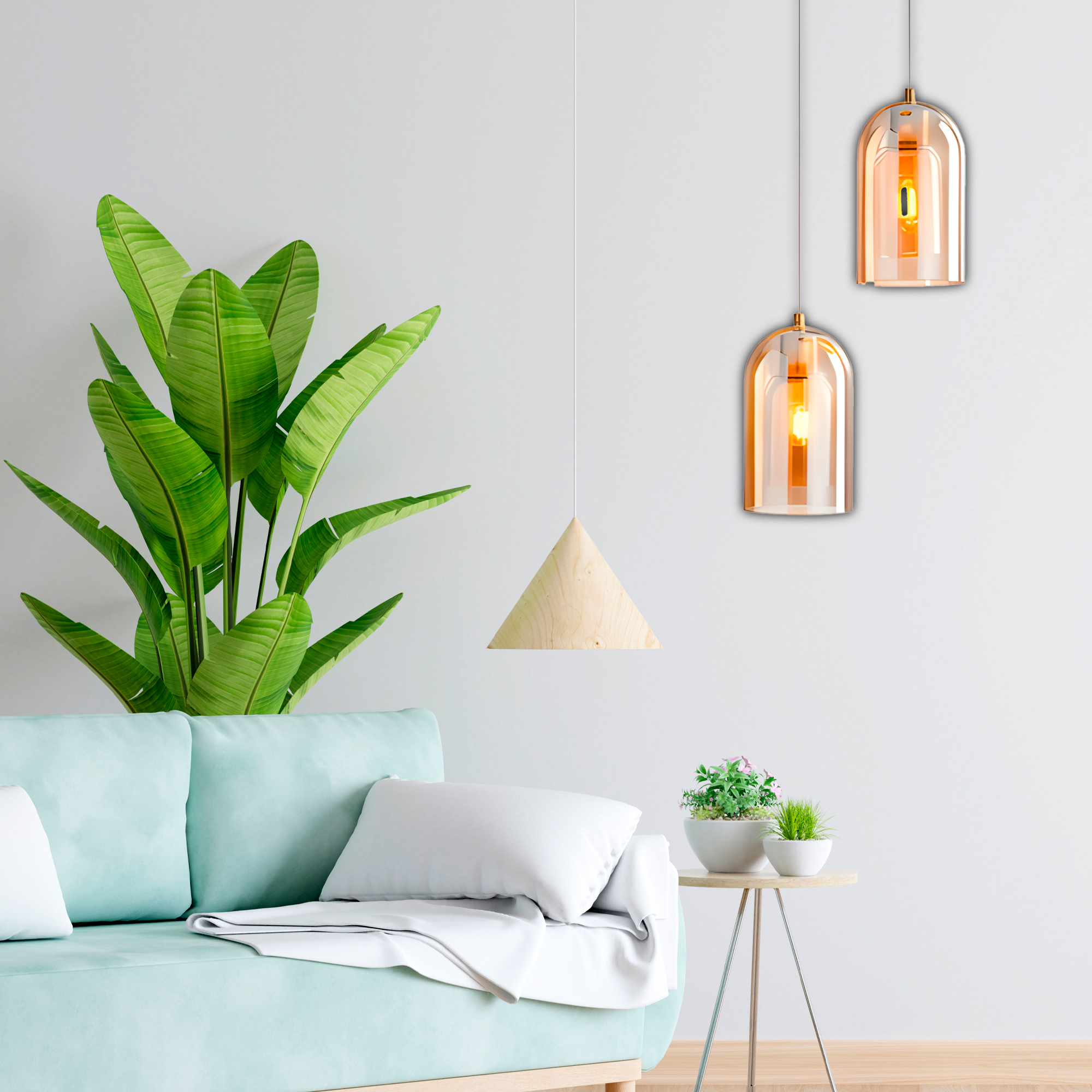 Lámpara Cristal Techo Colgante Dos cabezas Cocina Salón Nórdica 2.5M X 24 CM 9