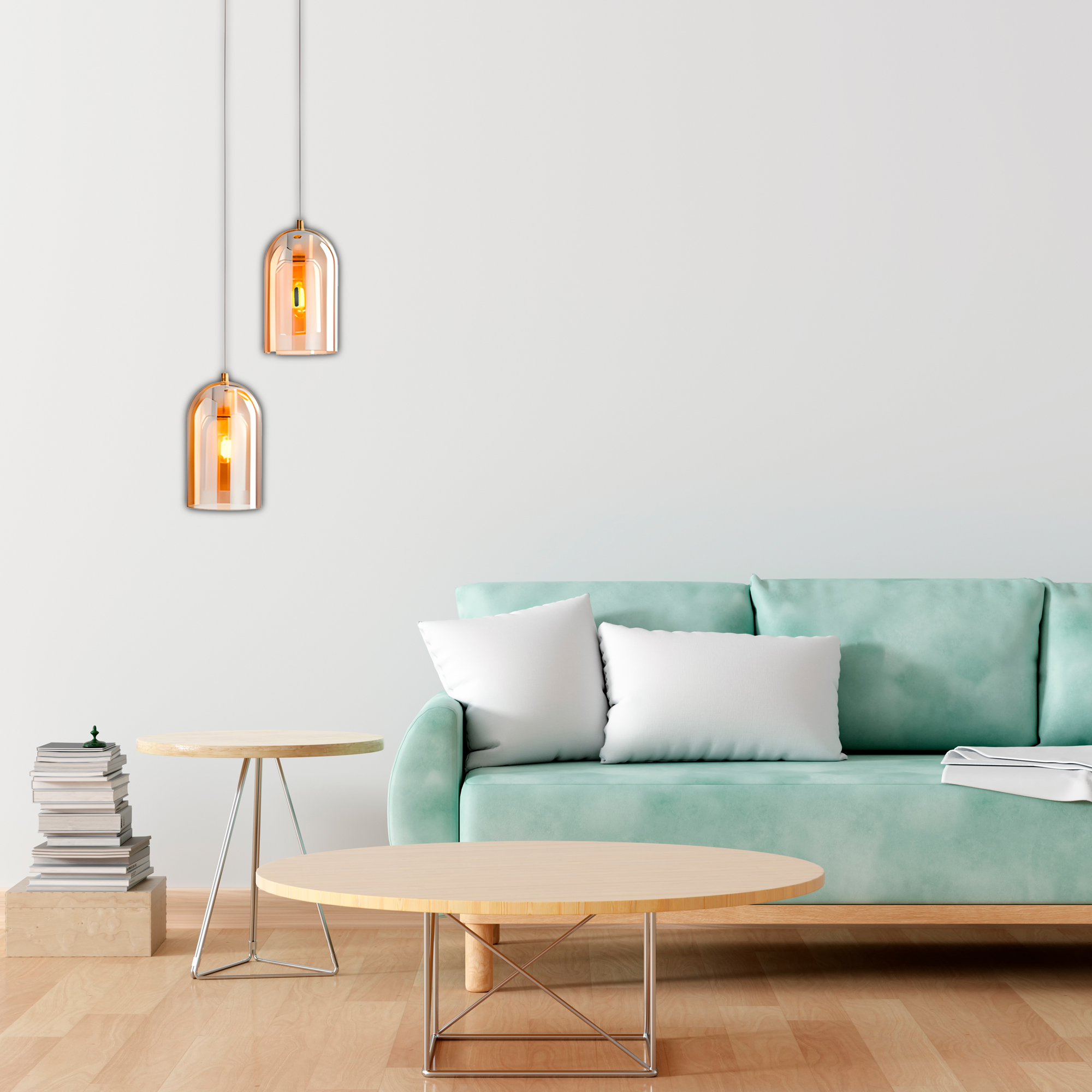 Lámpara Cristal Techo Colgante Dos cabezas Cocina Salón Nórdica 2.5M X 24 CM 10