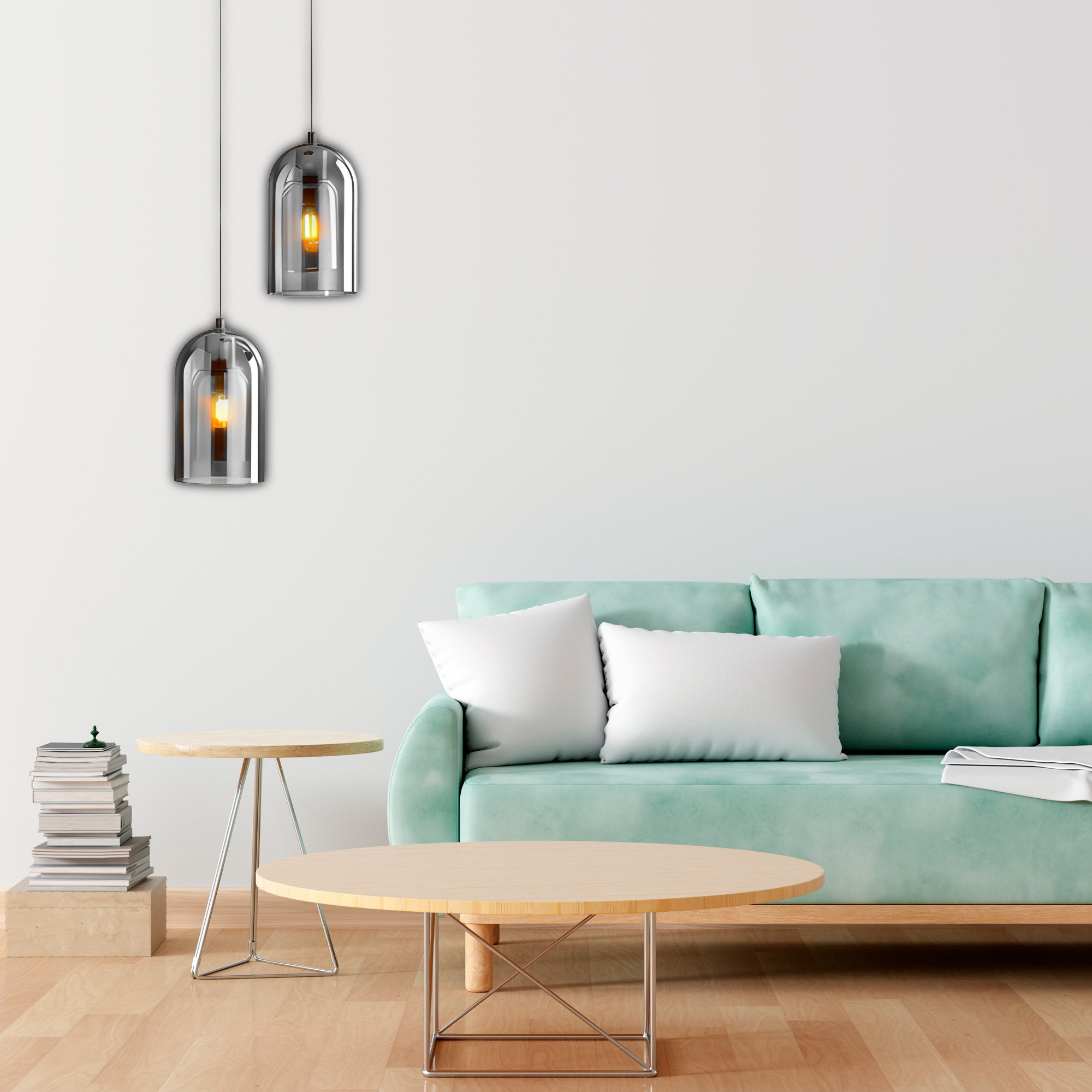 Lámpara Cristal Techo Colgante Dos cabezas Cocina Salón Nórdica 2.5M X 24 CM 16