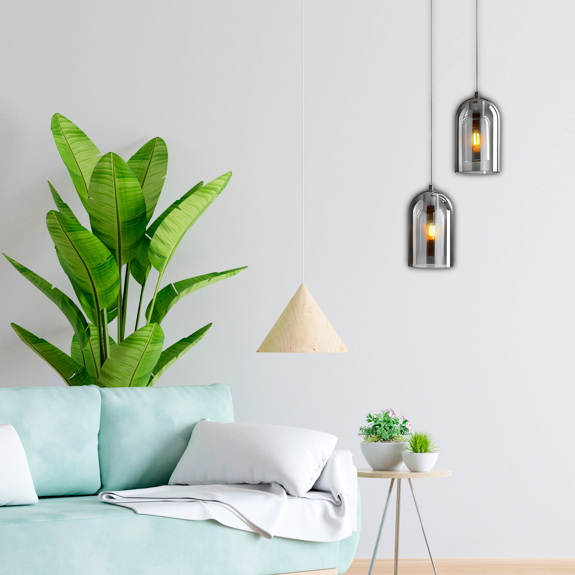 Lámpara Cristal Techo Colgante Dos cabezas Cocina Salón Nórdica 2.5M X 24 CM 5