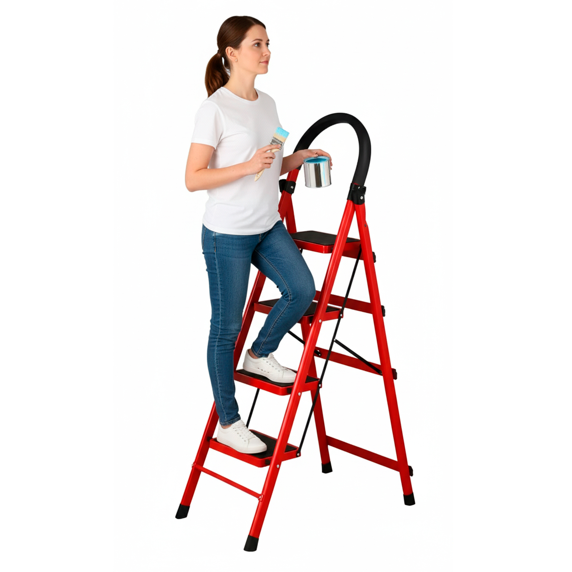 Escalera Plegable 4 Escalones Resistente Escala Ferreteria Hogar 1