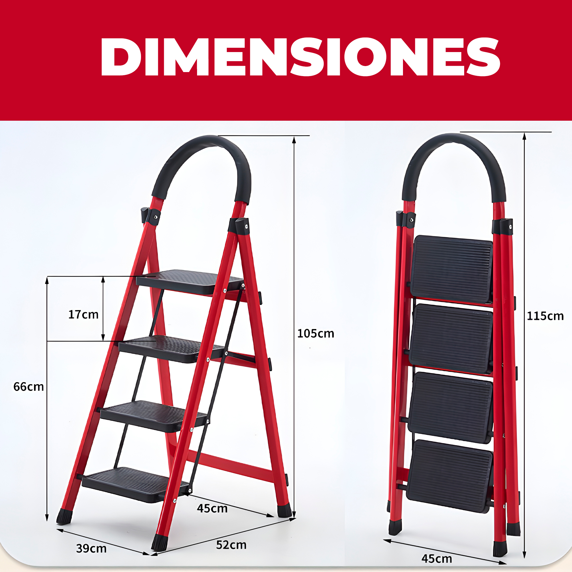 Escalera Plegable 4 Escalones Resistente Escala Ferreteria Hogar 4