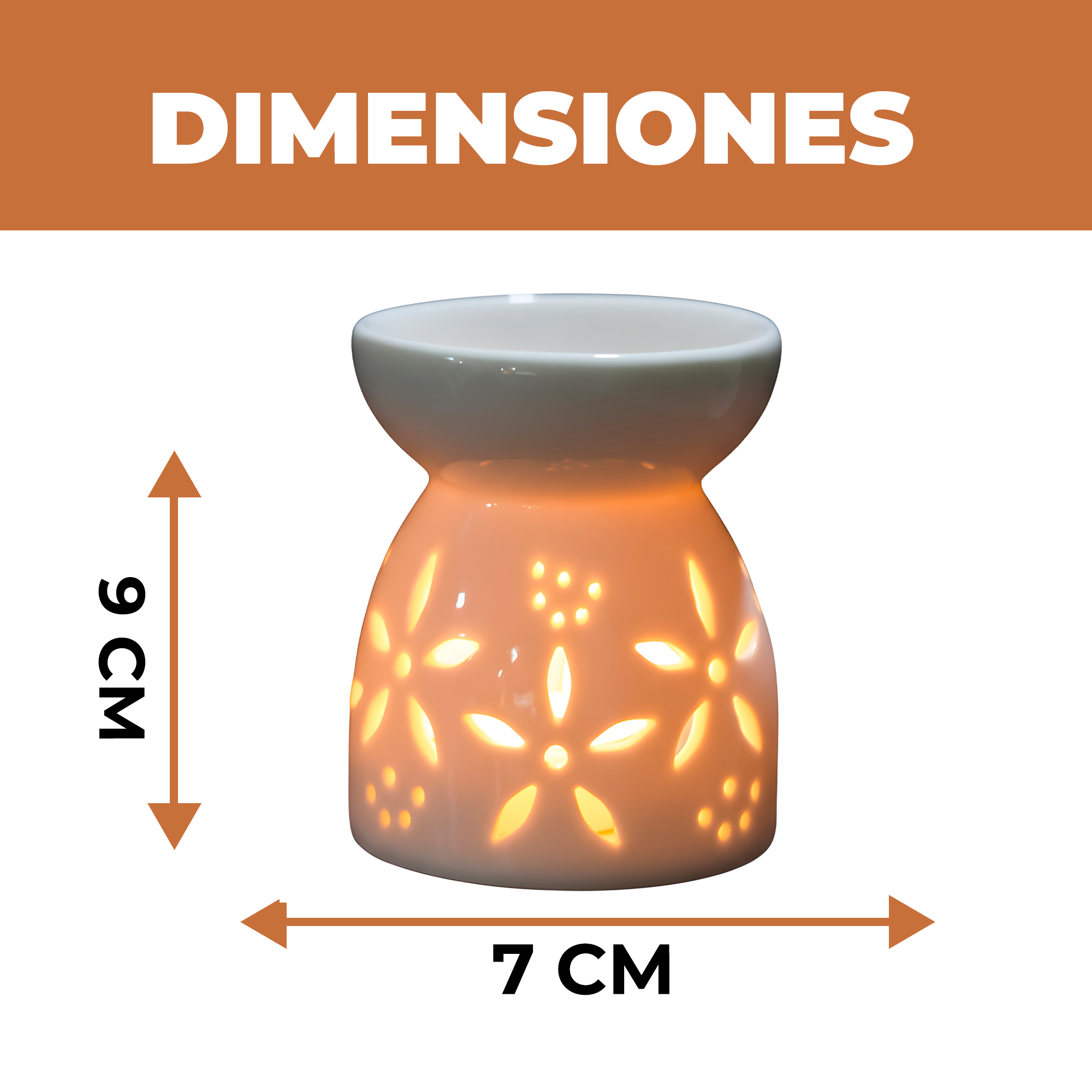 Porta Vela Difusor Quemador de Aceite Cerámica Blanca Hogar Aromaterapia 4