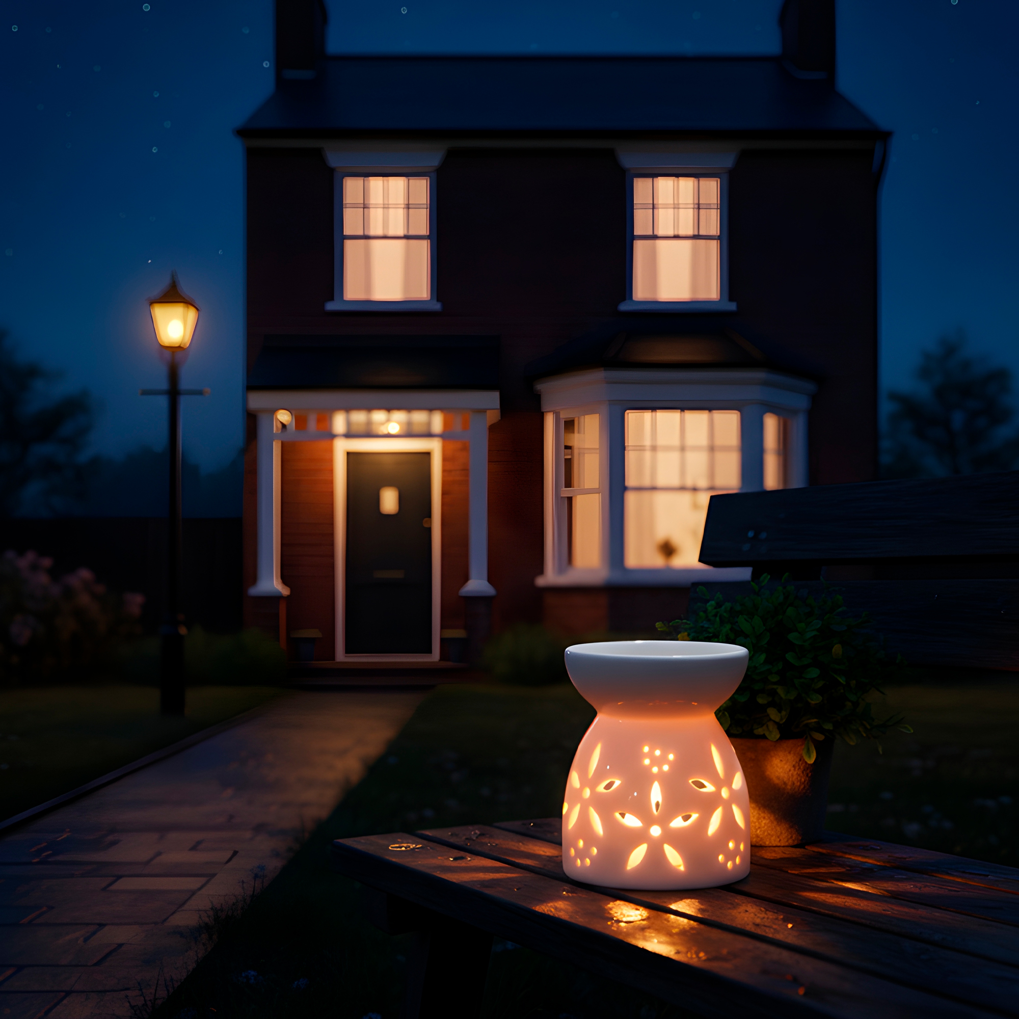 Porta Vela Difusor Quemador de Aceite Cerámica Blanca Hogar Aromaterapia 8