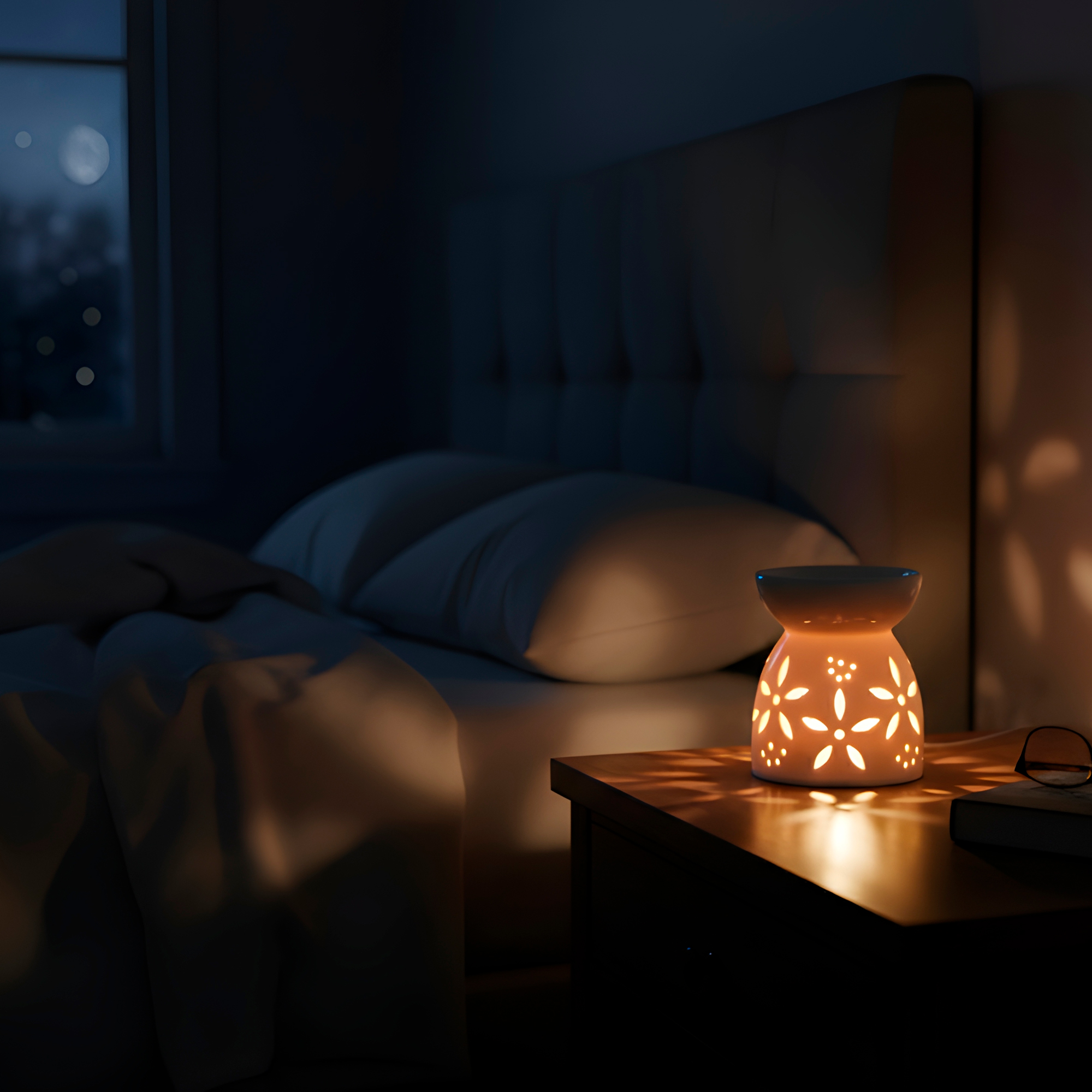 Porta Vela Difusor Quemador de Aceite Cerámica Blanca Hogar Aromaterapia 10