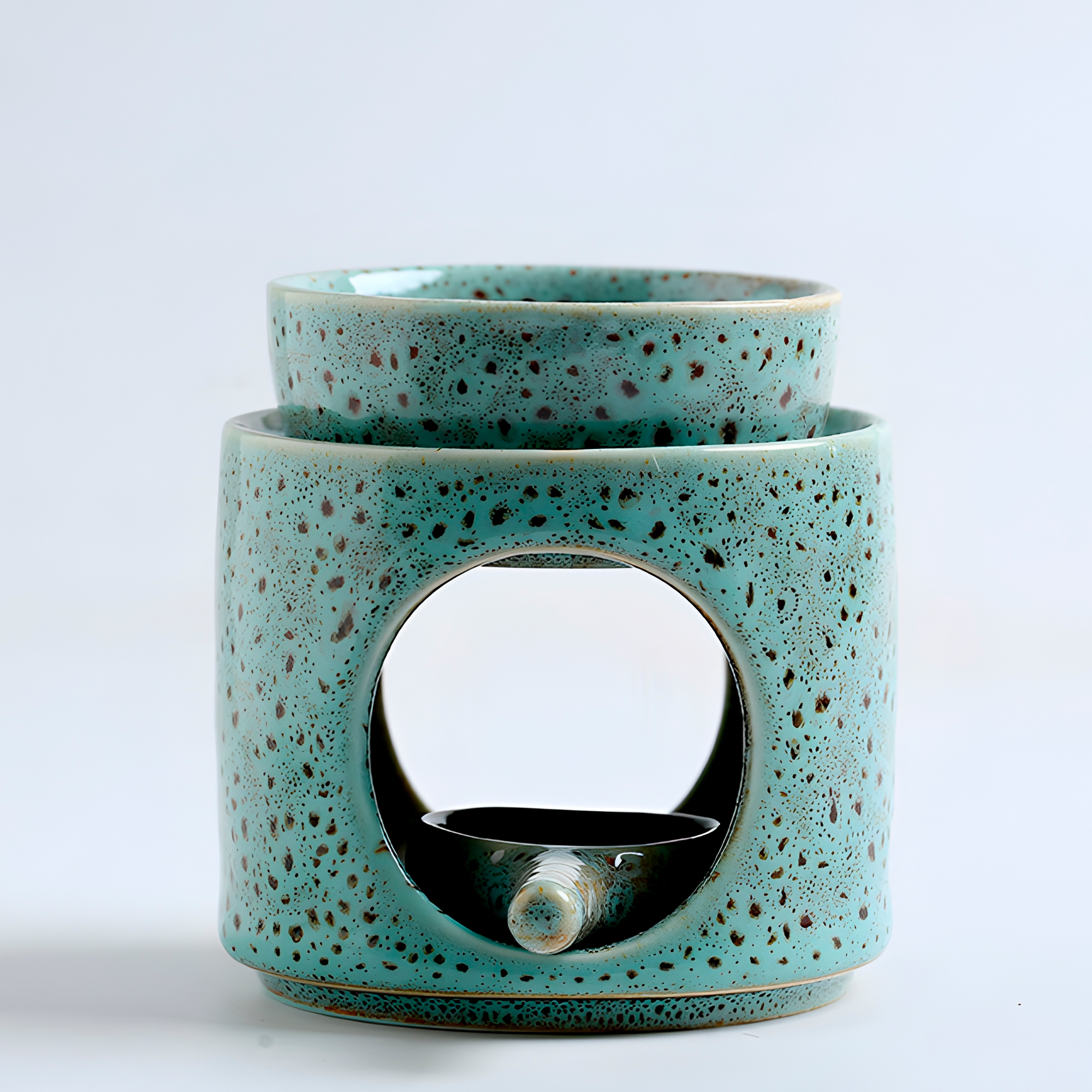 Porta Vela Quemador de Aceite Cerámica Verde Hogar Aromaterapia 8