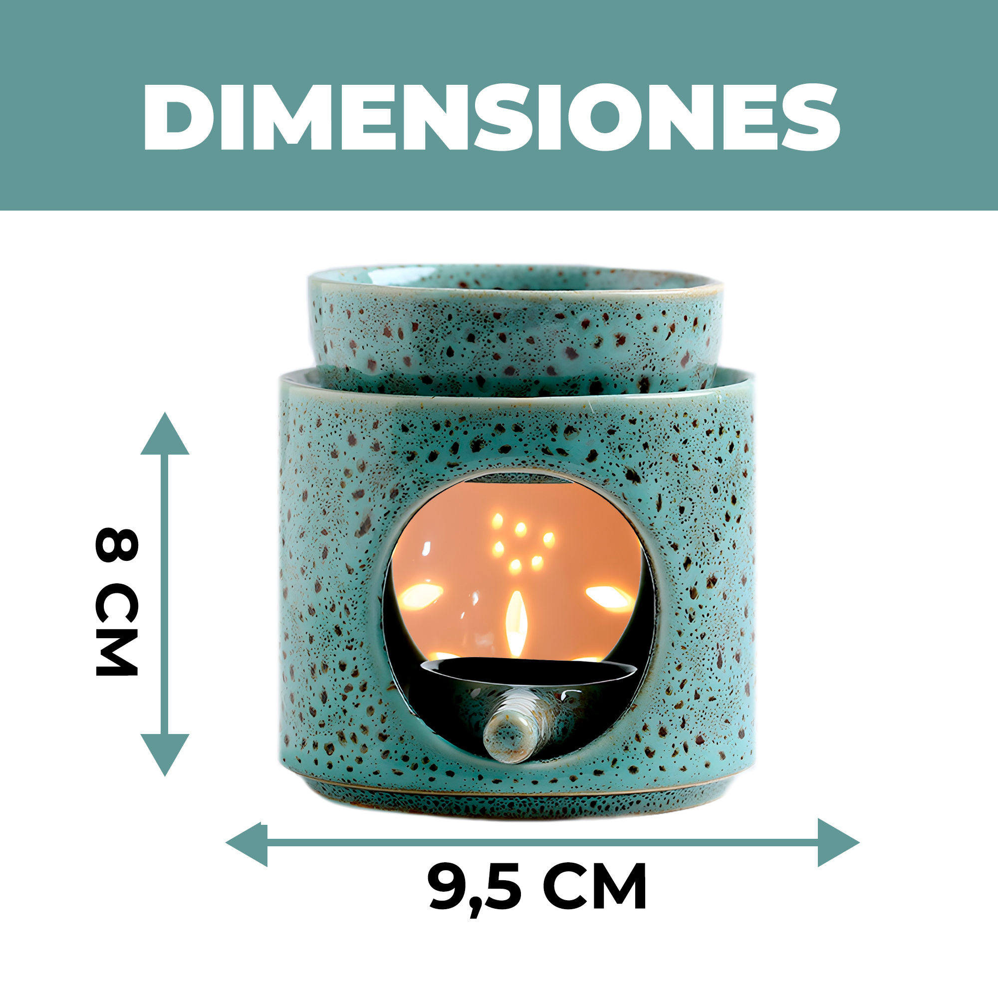Porta Vela Quemador de Aceite Cerámica Verde Hogar Aromaterapia 2