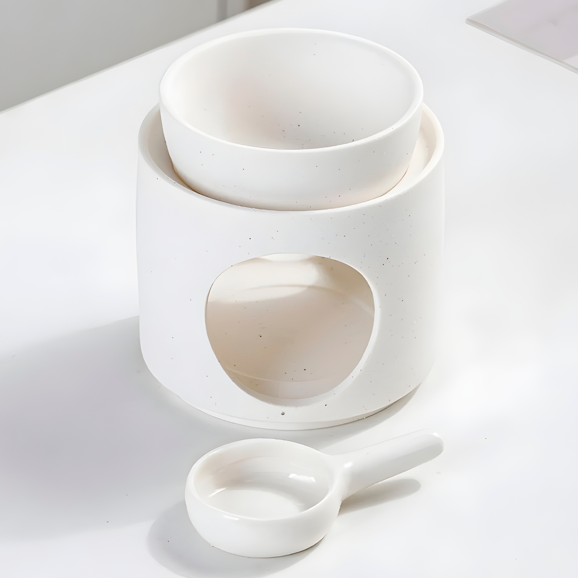 Porta Vela Difusor Lámpara de Cerámica Blanco Negro Hogar Aromaterapia 3