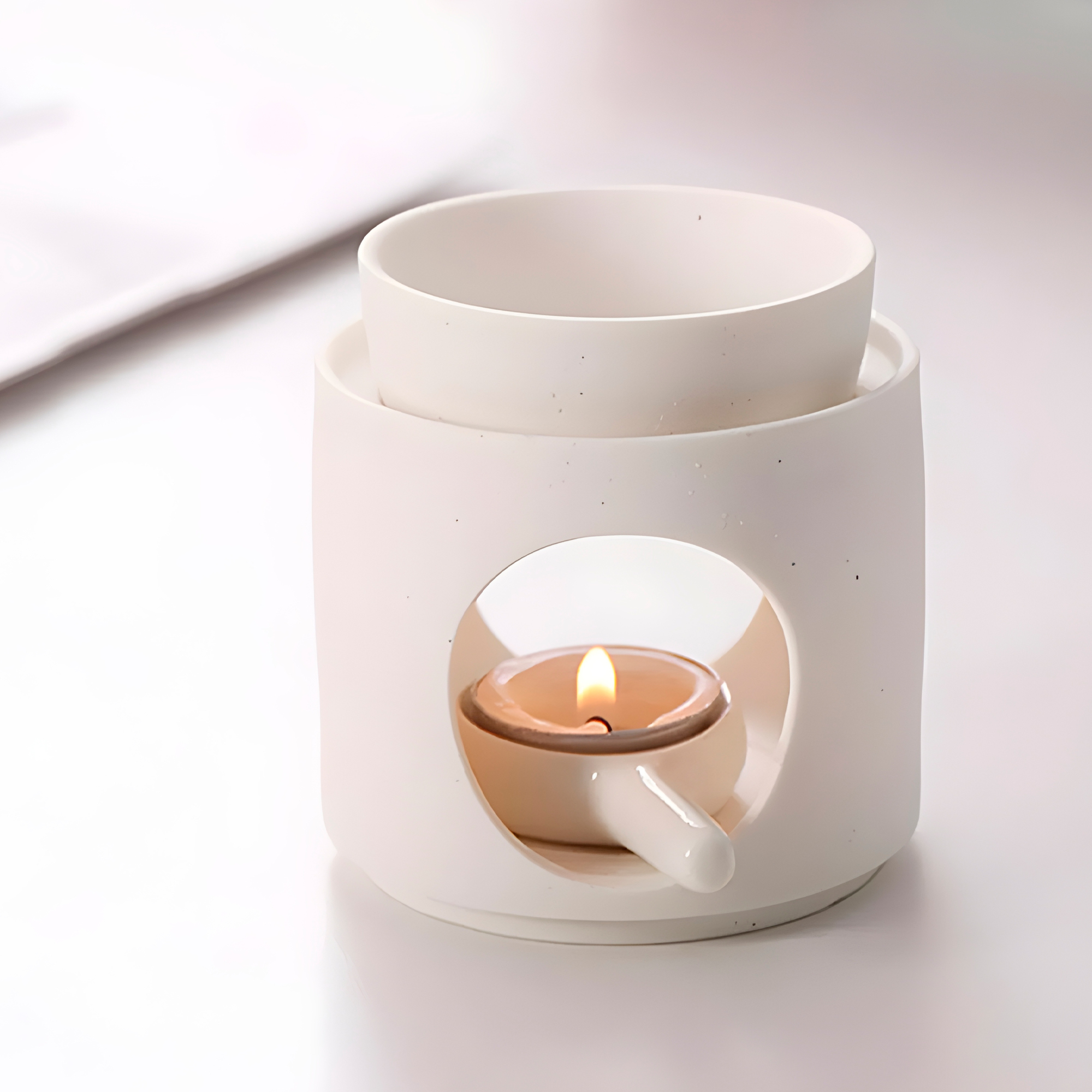 Porta Vela Difusor Lámpara de Cerámica Blanco Negro Hogar Aromaterapia 5