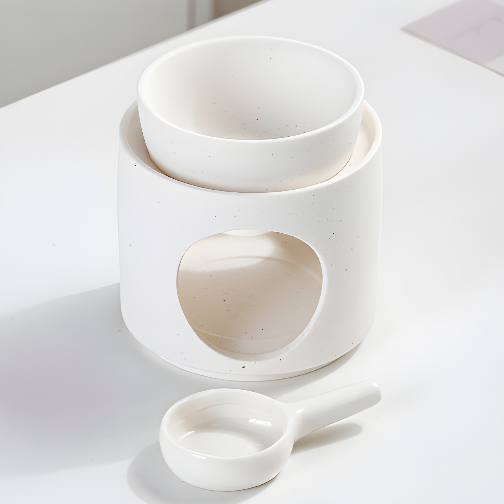 Porta Vela Difusor Lámpara de Cerámica Blanco Negro Hogar Aromaterapia 10