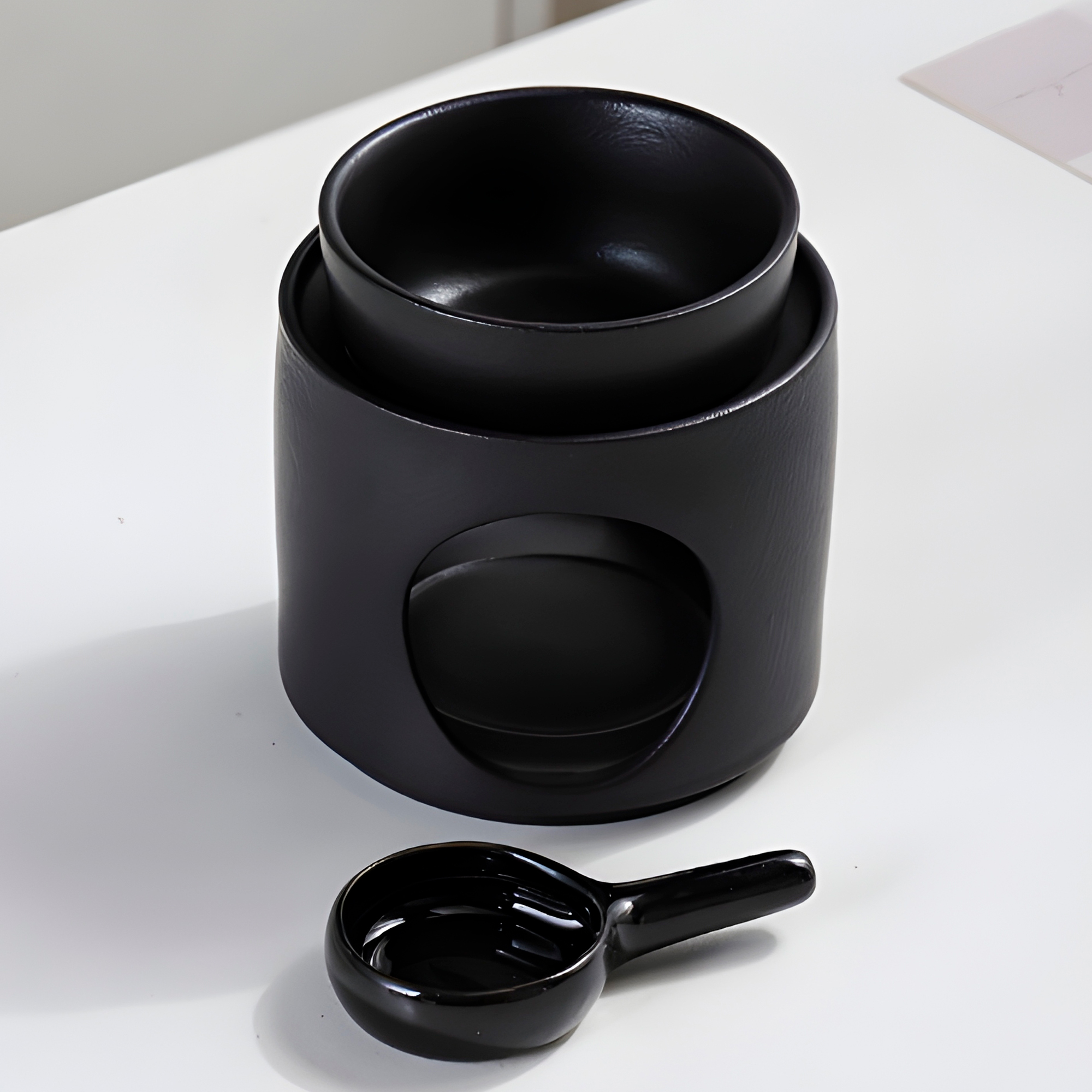 Porta Vela Difusor Lámpara de Cerámica Blanco Negro Hogar Aromaterapia 13