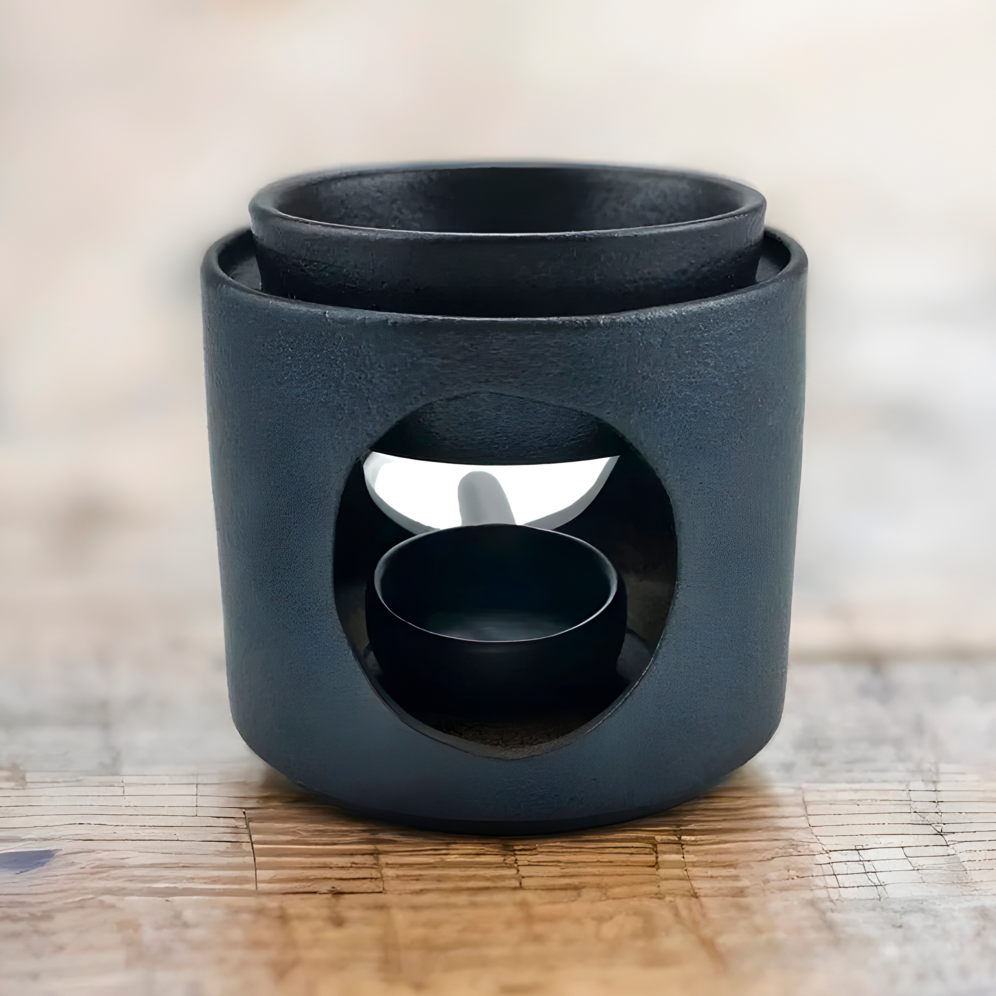 Porta Vela Difusor Lámpara de Cerámica Blanco Negro Hogar Aromaterapia 16