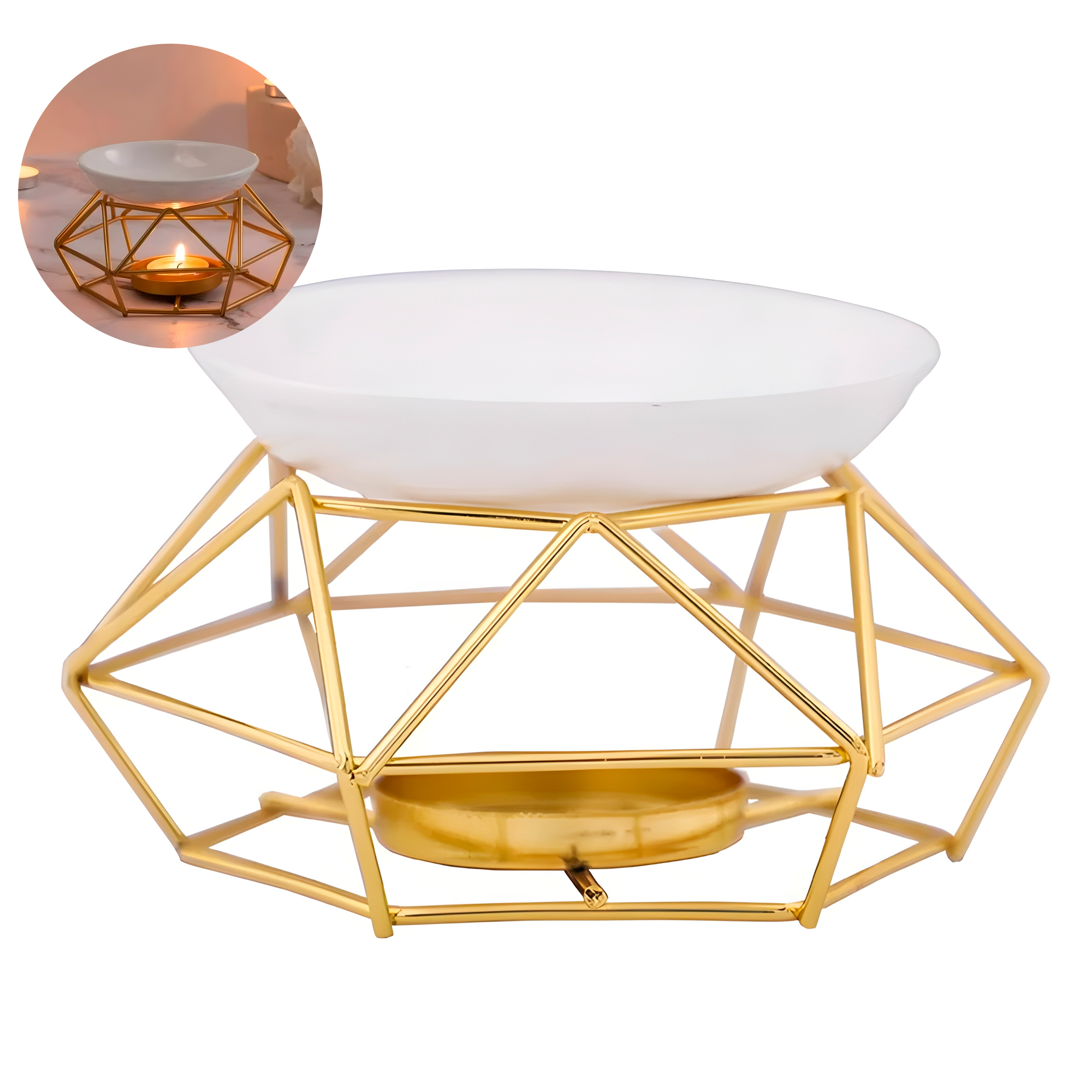 Quemador de Aceite Esencial Aromaterapia Fragancia Dorado Negro Wax Melts 2