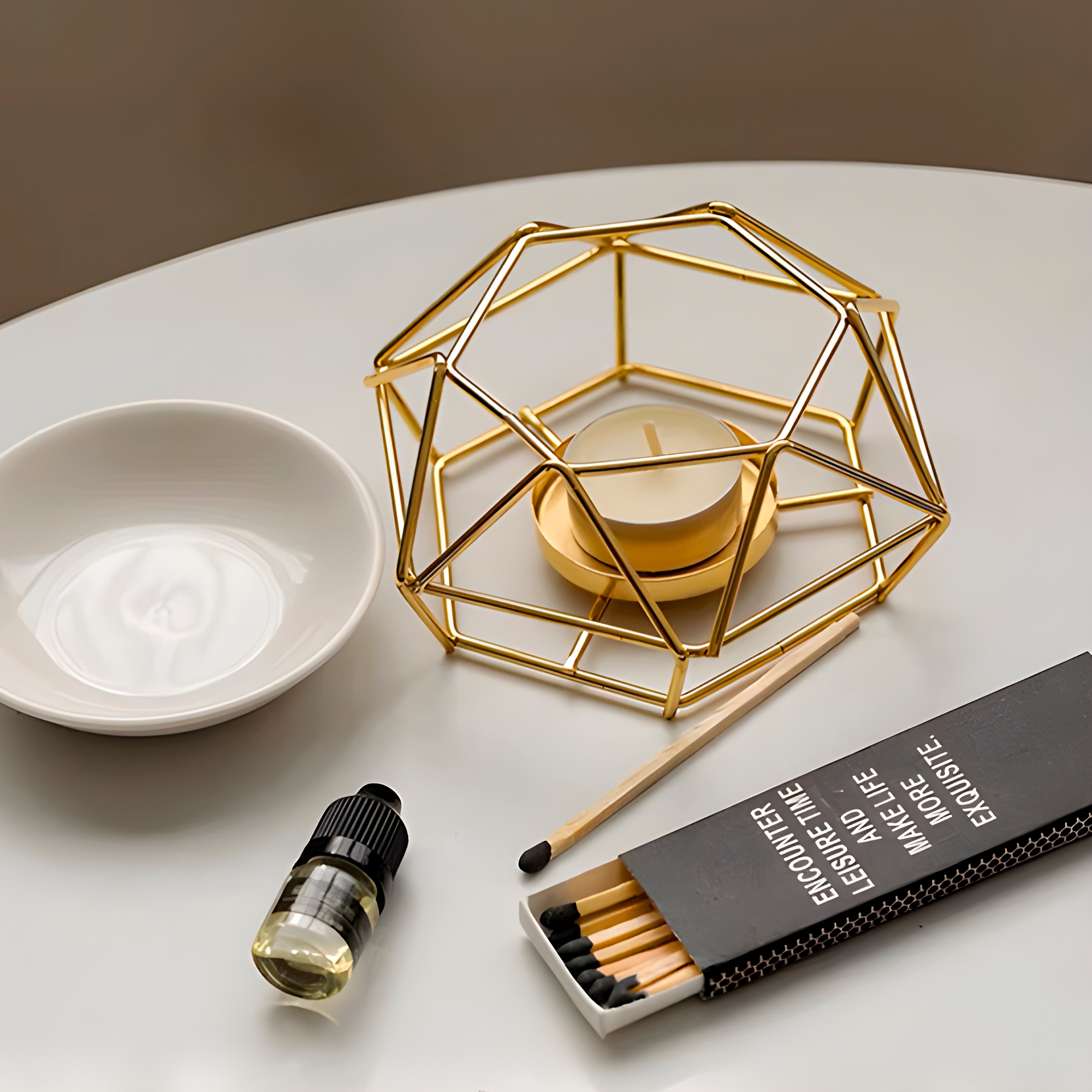 Quemador de Aceite Esencial Aromaterapia Fragancia Dorado Negro Wax Melts 5