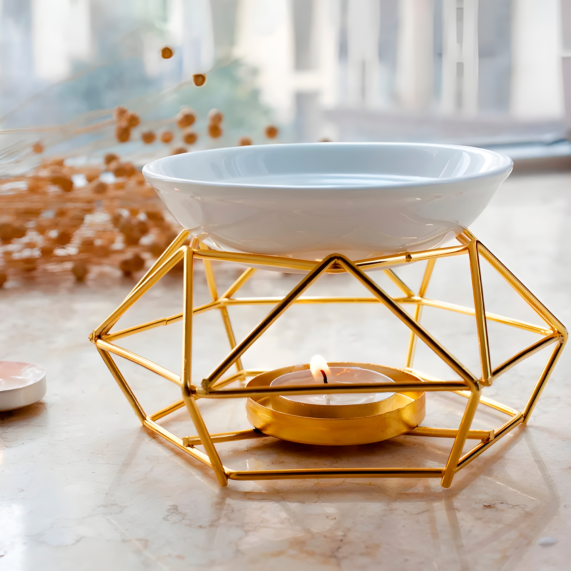 Quemador de Aceite Esencial Aromaterapia Fragancia Dorado Negro Wax Melts 7