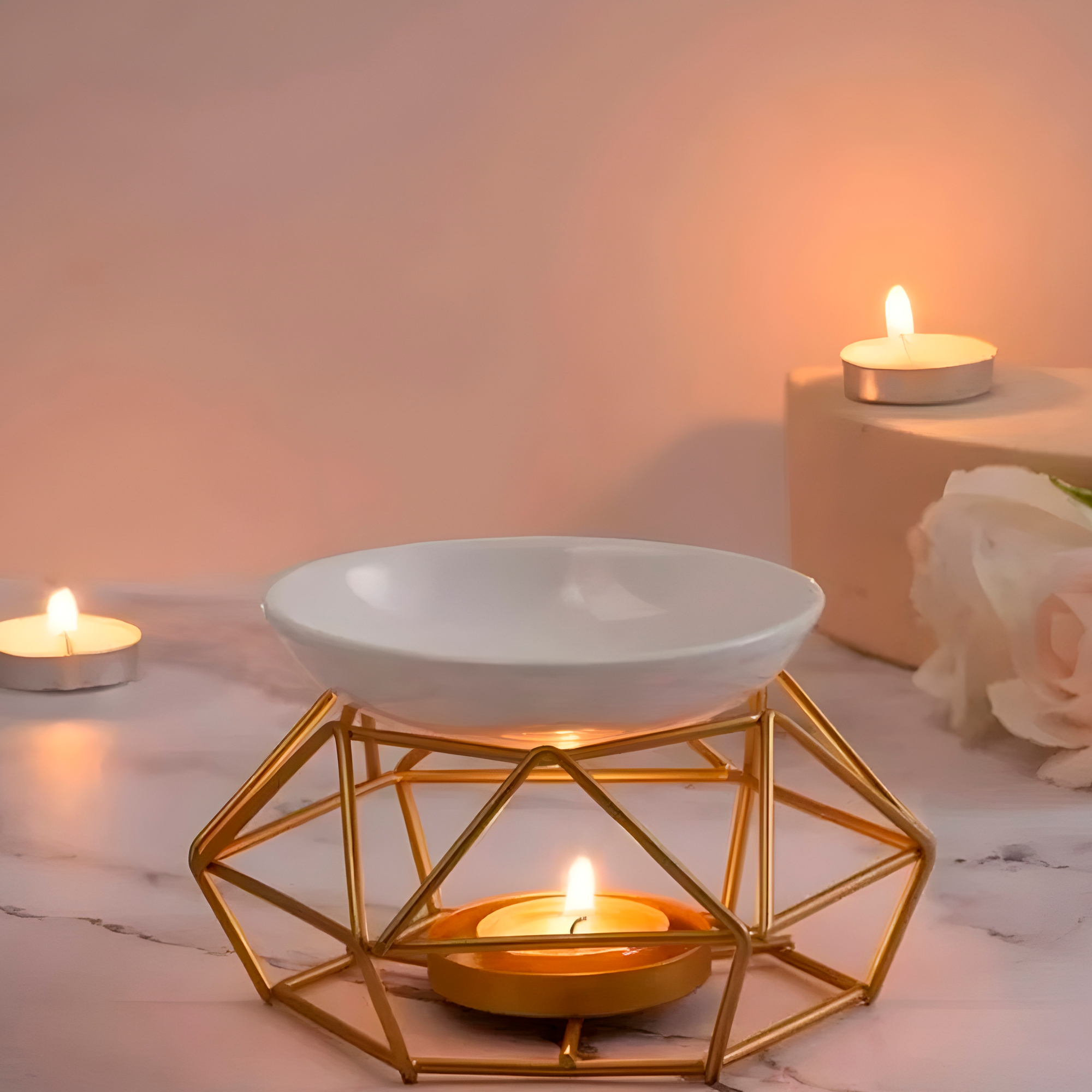 Quemador de Aceite Esencial Aromaterapia Fragancia Dorado Negro Wax Melts 10