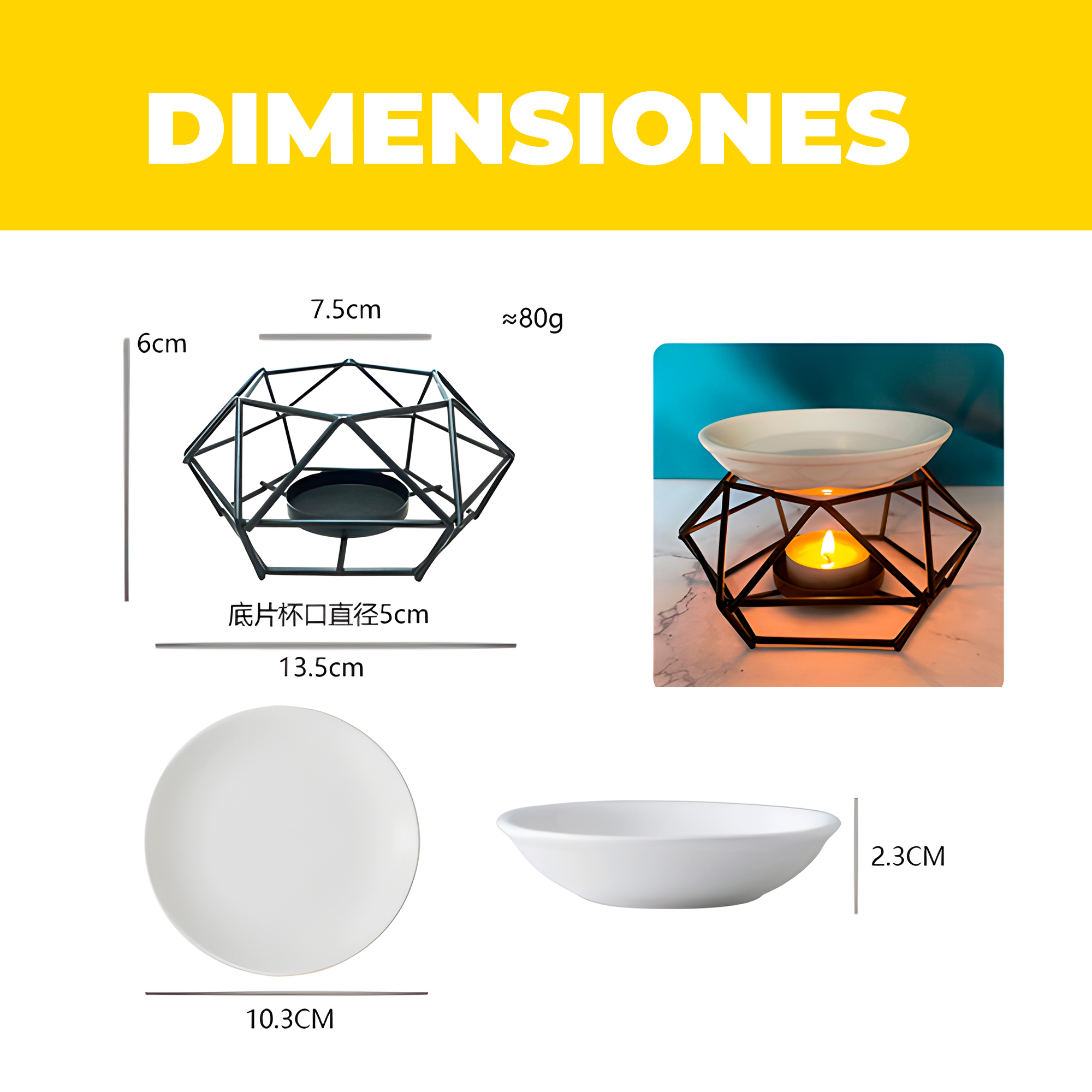 Quemador de Aceite Esencial Aromaterapia Fragancia Dorado Negro Wax Melts 13