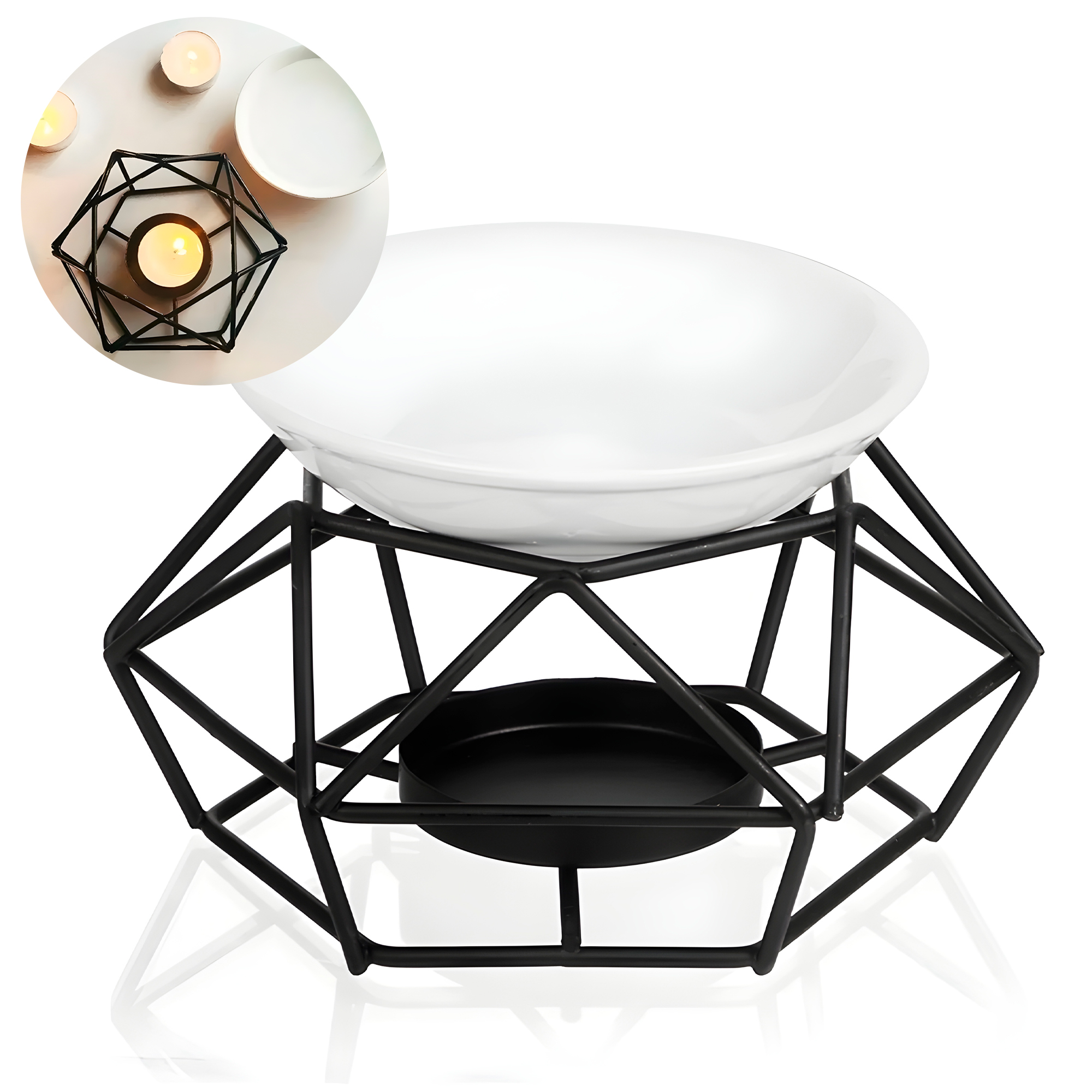 Quemador de Aceite Esencial Aromaterapia Fragancia Dorado Negro Wax Melts 15