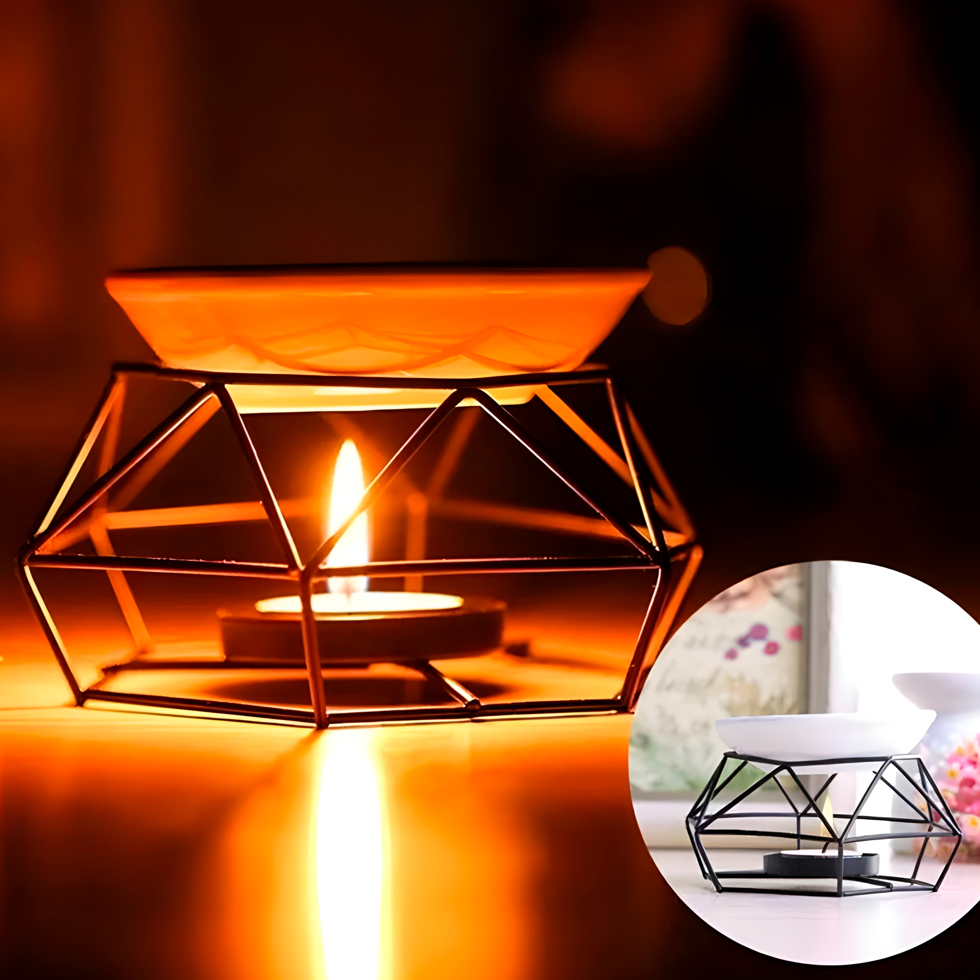 Quemador de Aceite Esencial Aromaterapia Fragancia Dorado Negro Wax Melts 16