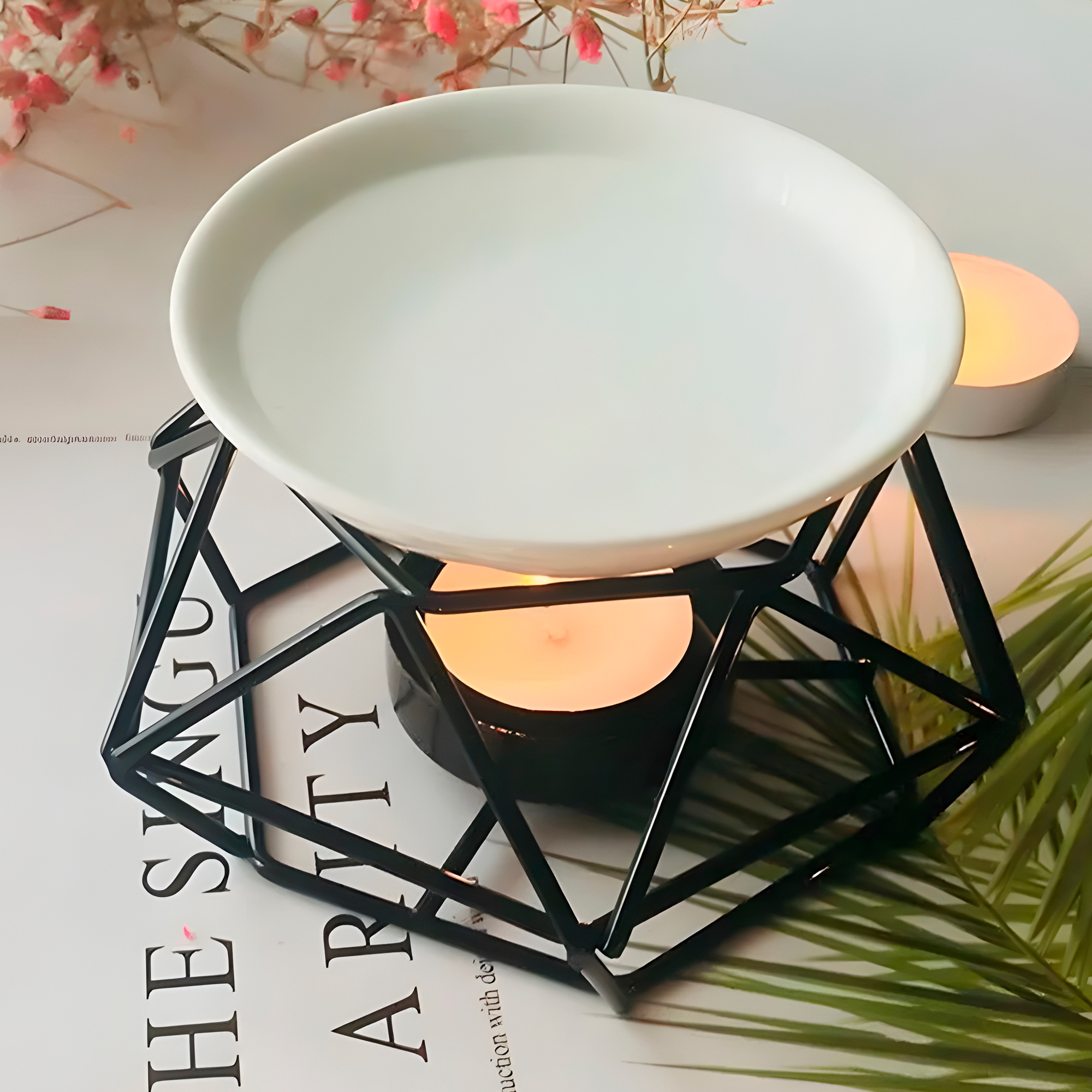 Quemador de Aceite Esencial Aromaterapia Fragancia Dorado Negro Wax Melts 17