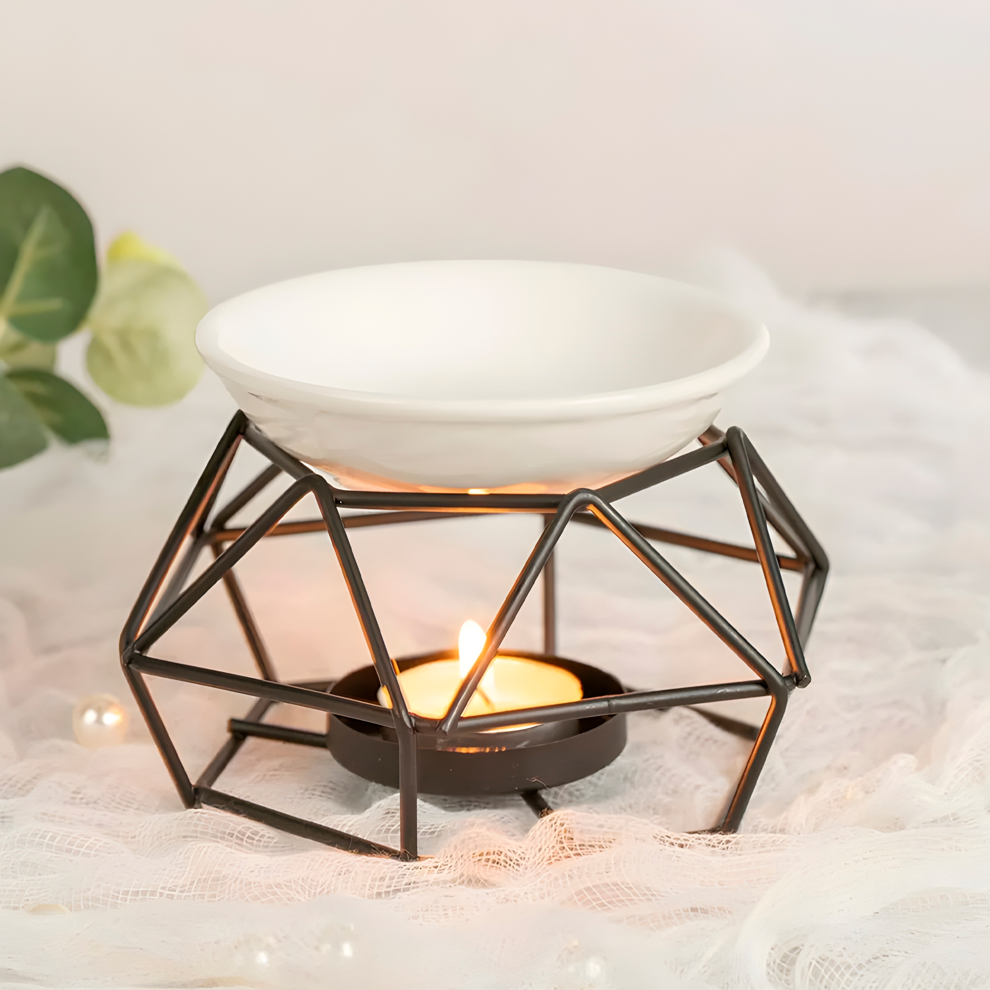 Quemador de Aceite Esencial Aromaterapia Fragancia Dorado Negro Wax Melts 20