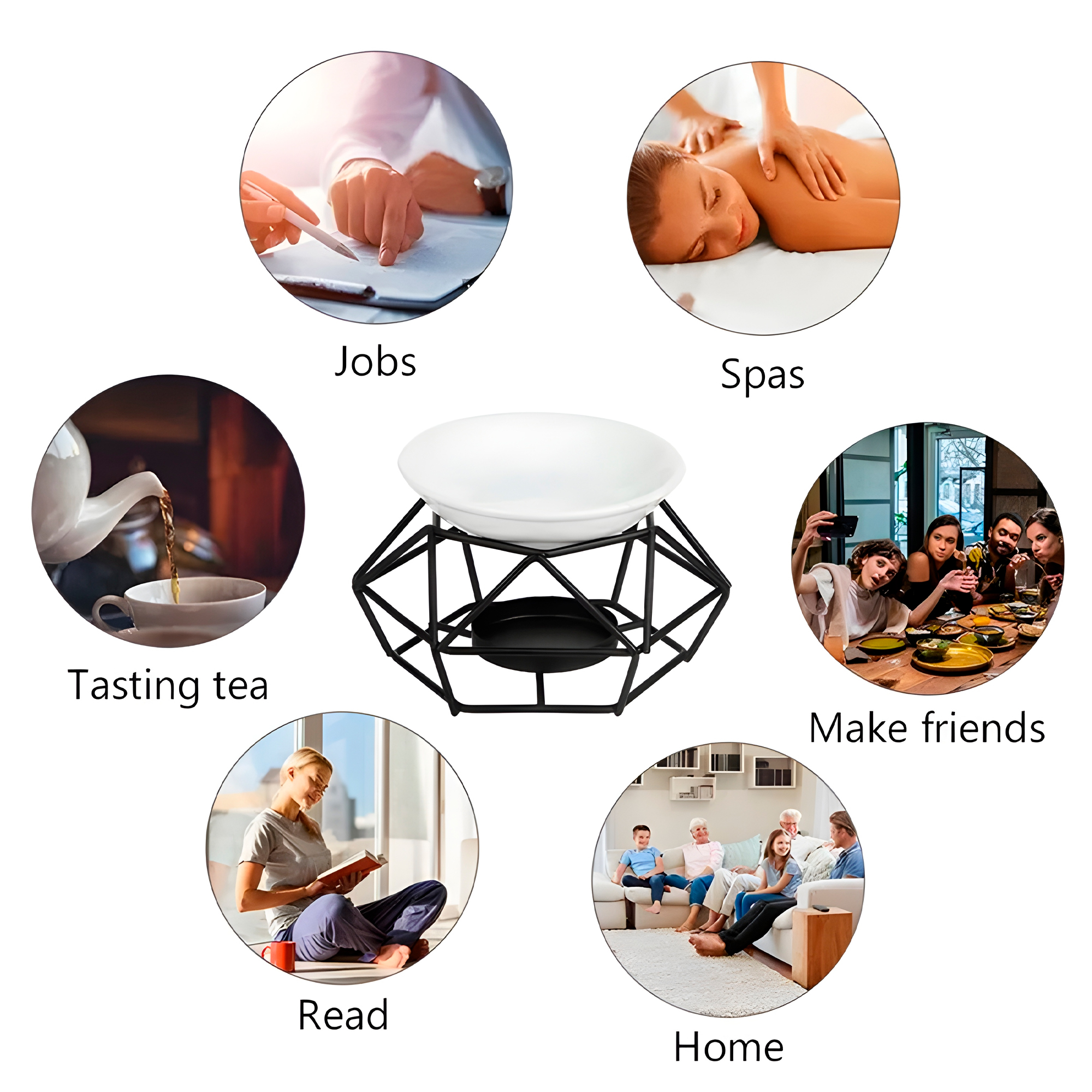 Quemador de Aceite Esencial Aromaterapia Fragancia Dorado Negro Wax Melts 21