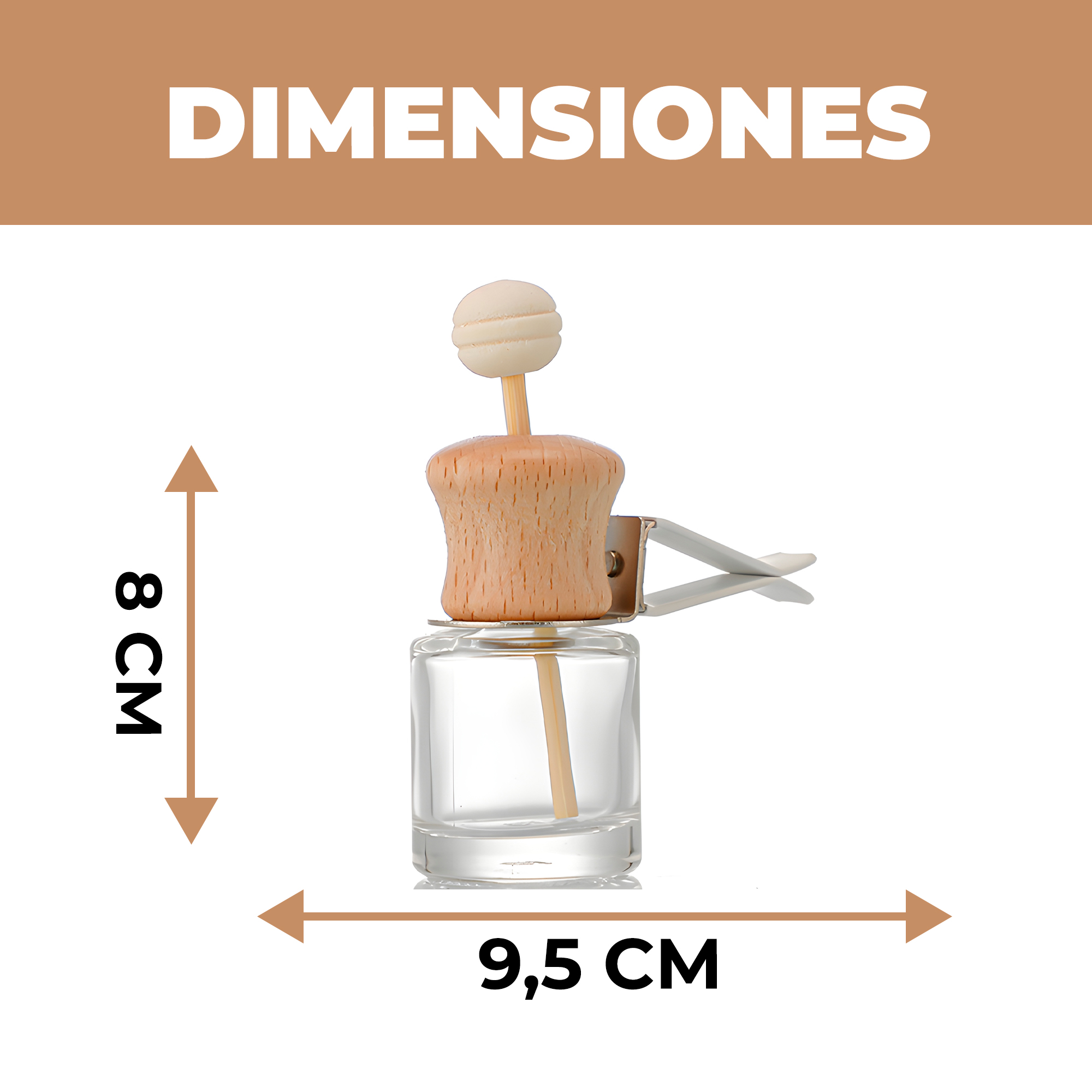 Frasco Difusor de Auto Vidrio Aromatizante Aceite Esencial para Ventilación 8 ml 2