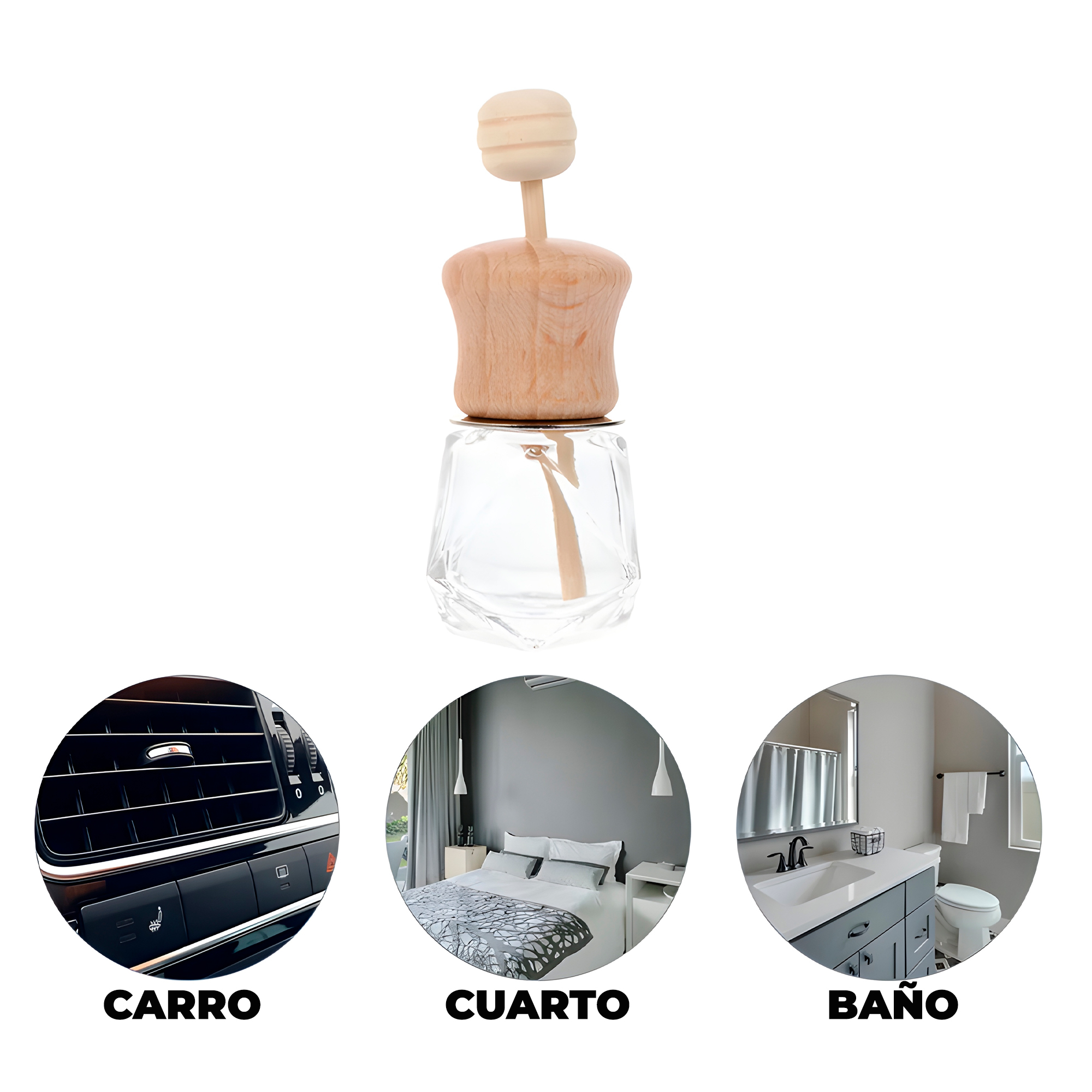 Frasco Difusor de Auto Vidrio Aromatizante Aceite Esencial para Ventilación 8 ml 5