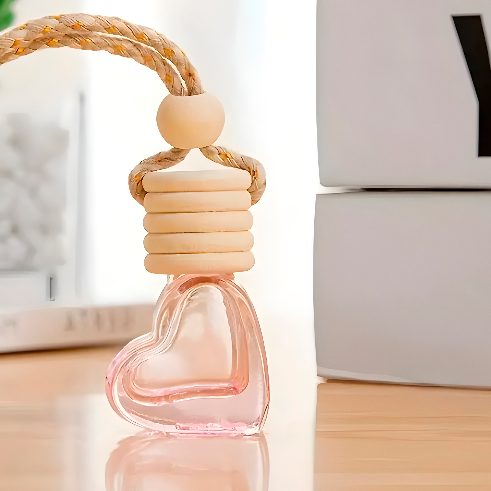 Frasco Difusor de Auto Vidrio Aromatizante Aceite Esencial Forma Corazón para Ventilación 5ML 4