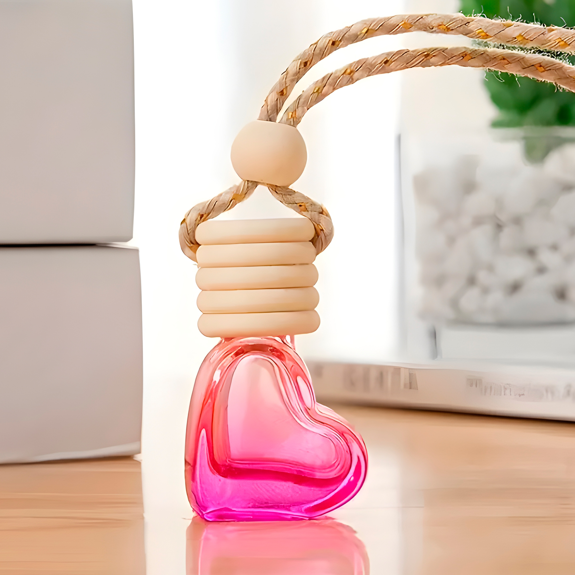 Frasco Difusor de Auto Vidrio Aromatizante Aceite Esencial Forma Corazón para Ventilación 5ML 7