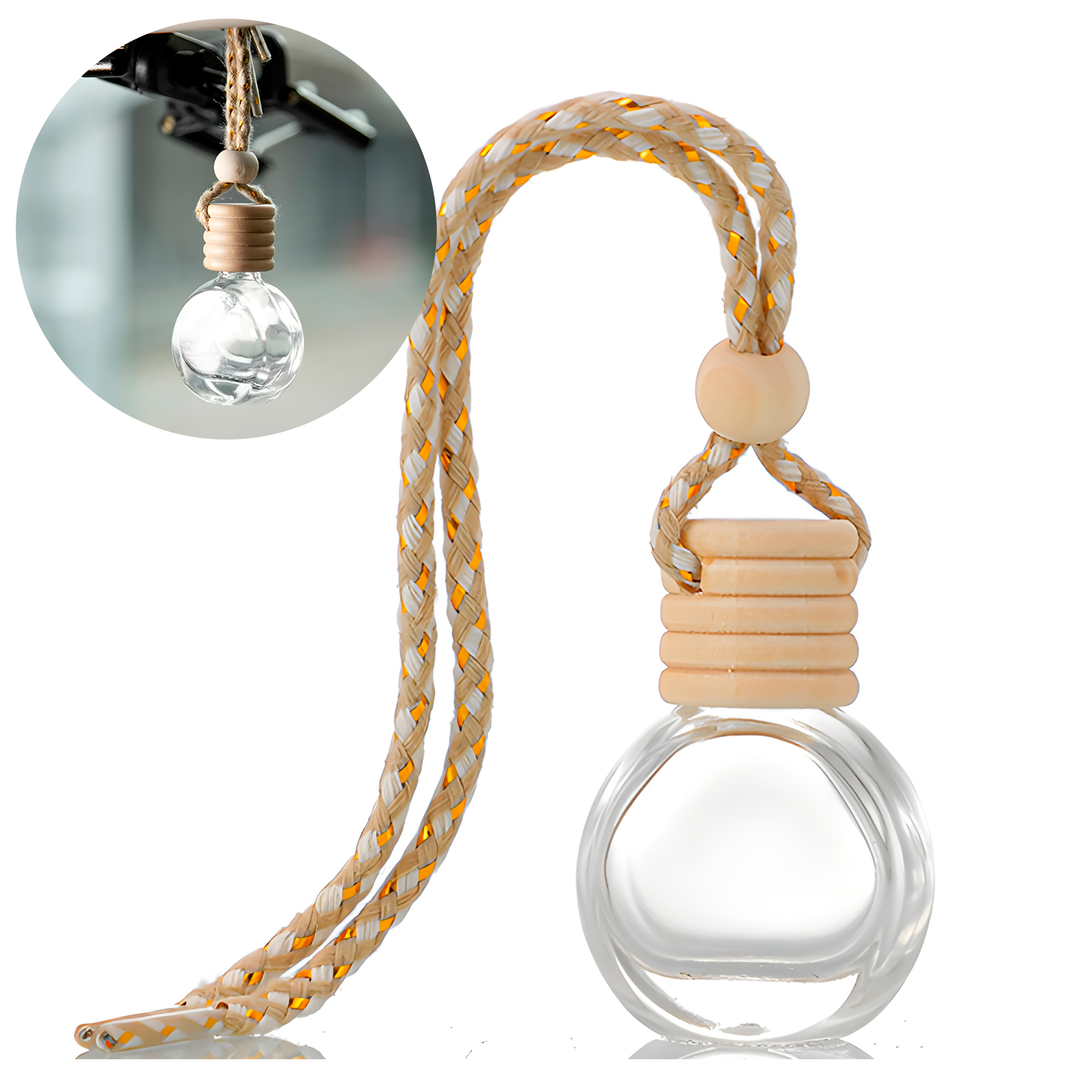 Frasco Difusor de Auto Vidrio Aromatizante Aceite Esencial Circular para Ventilación 8ML 1