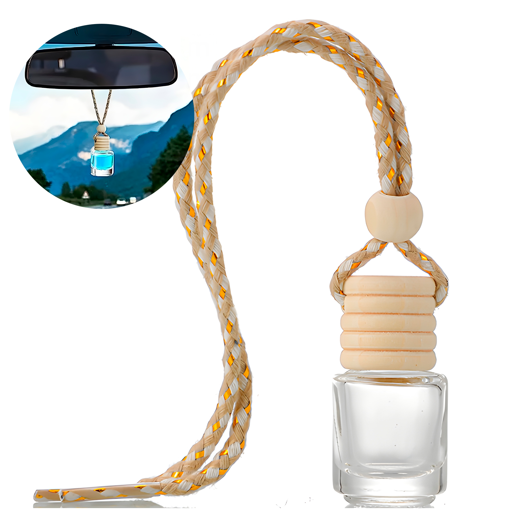 Frasco Difusor de Auto Vidrio Aromatizante Aceite Esencial Cilindrico para Ventilación 5ML 1