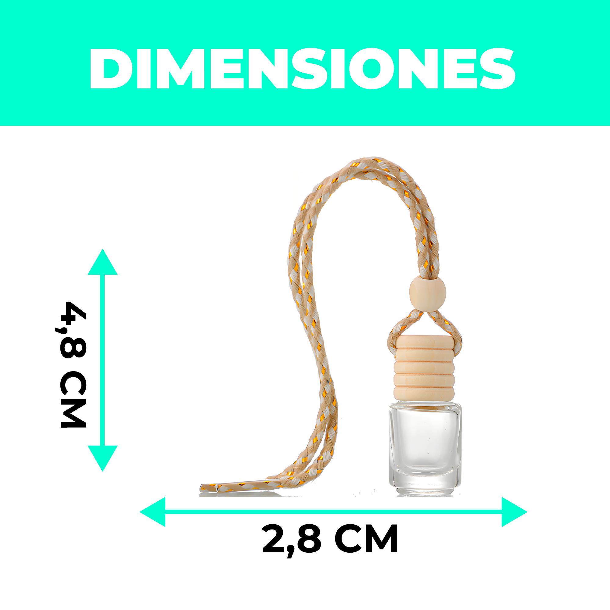 Frasco Difusor de Auto Vidrio Aromatizante Aceite Esencial Cilindrico para Ventilación 8ML 3