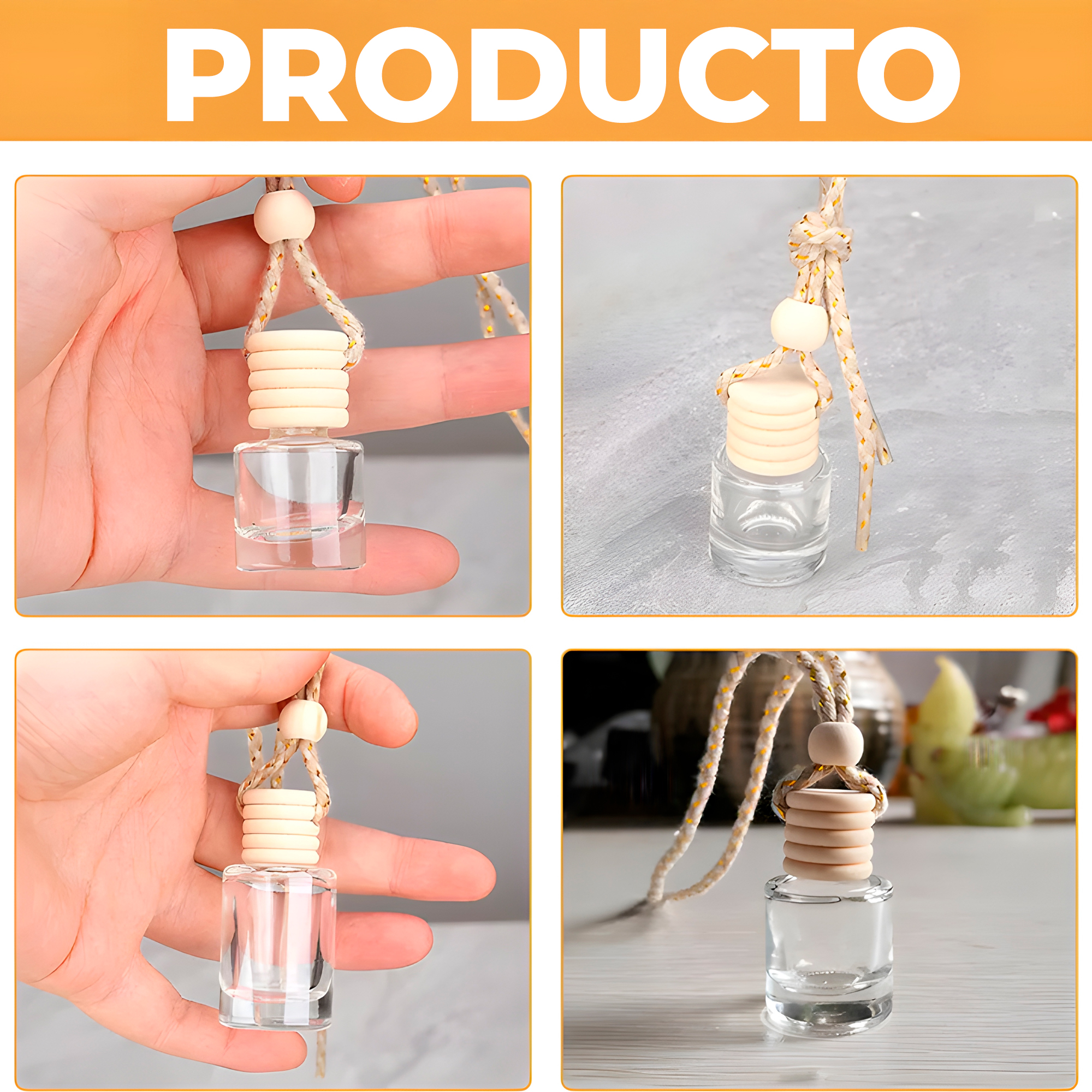 Frasco Difusor de Auto Vidrio Aromatizante Aceite Esencial Cilindrico para Ventilación 8ML 6