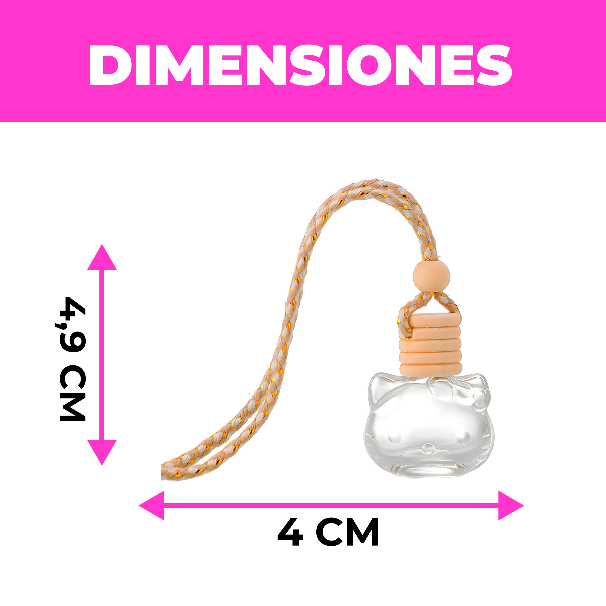 Botella Vidrio Aromatizante Aceite Esencial Hello Kitty para Ventilación Auto 6ML 2