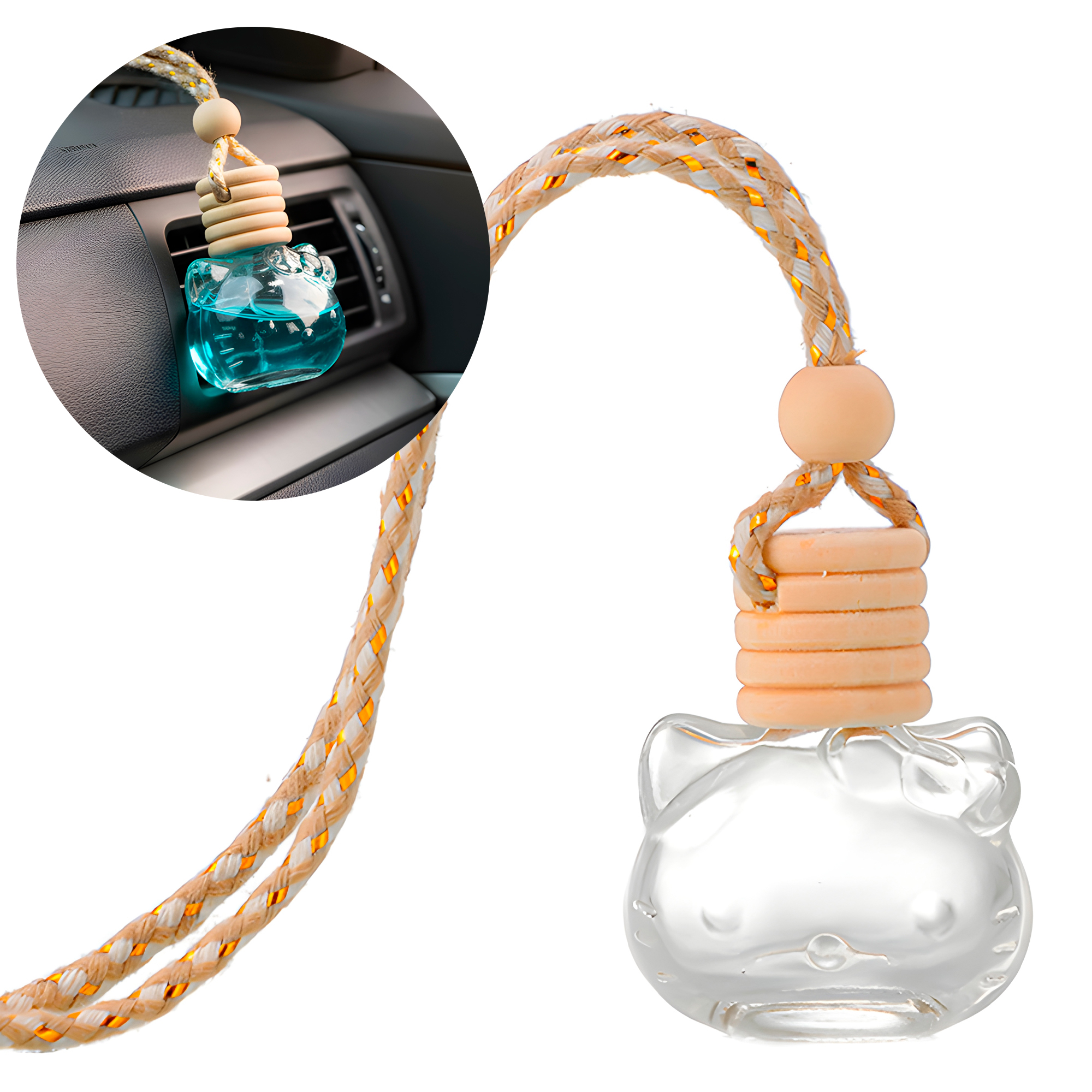 Botella Vidrio Aromatizante Aceite Esencial Hello Kitty para Ventilación Auto 6ML 1