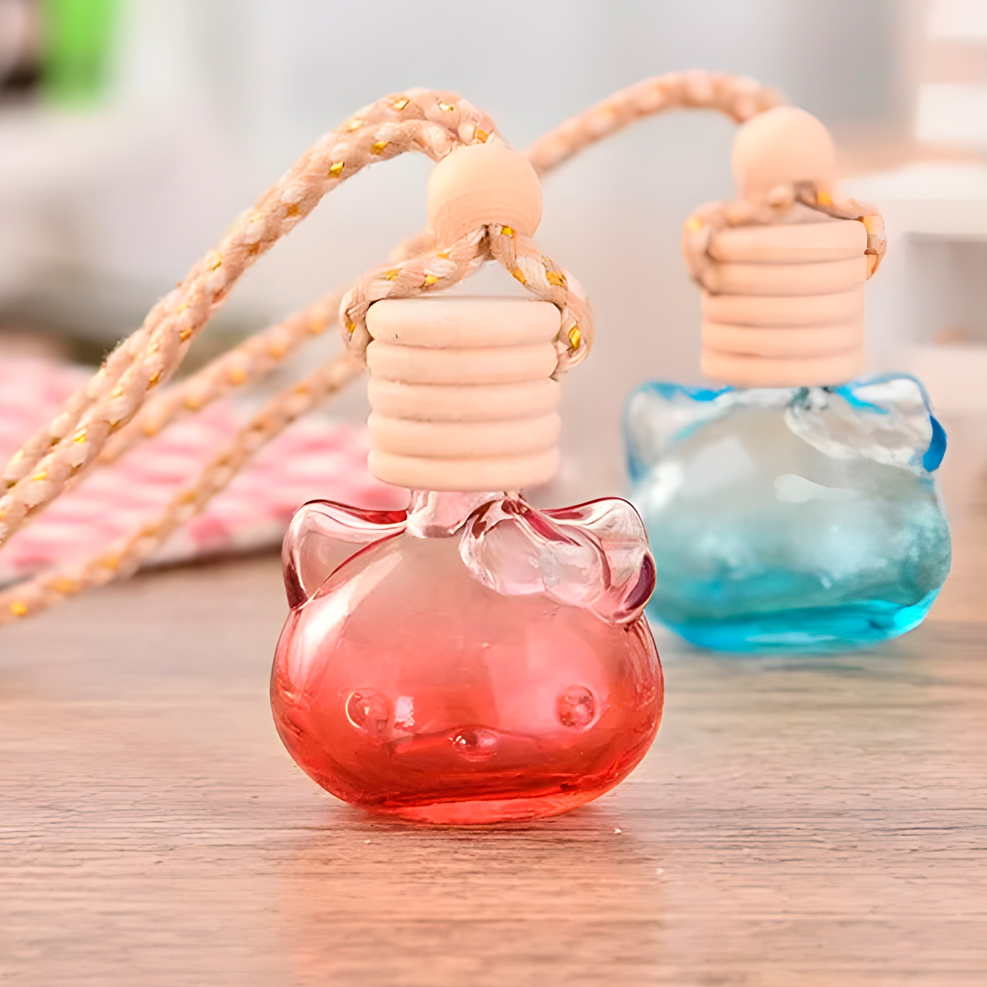 Botella Vidrio Aromatizante Aceite Esencial Hello Kitty para Ventilación Auto 6ML 6