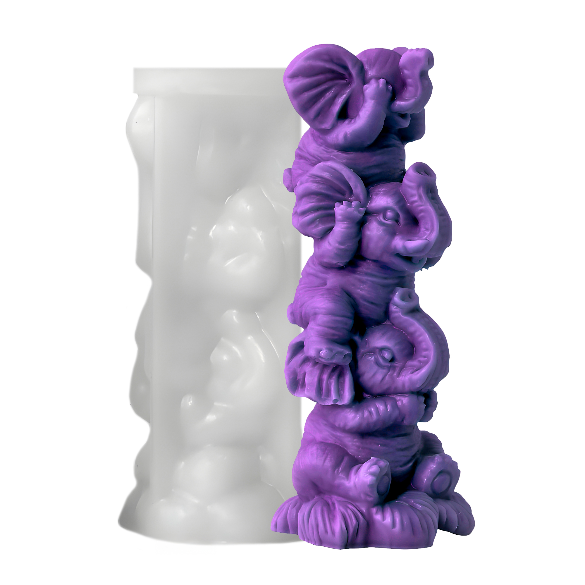 Molde Silicona Triple Elefantitos Elefante Aromaterapia Velas 5,5 X 12,7 CM 1