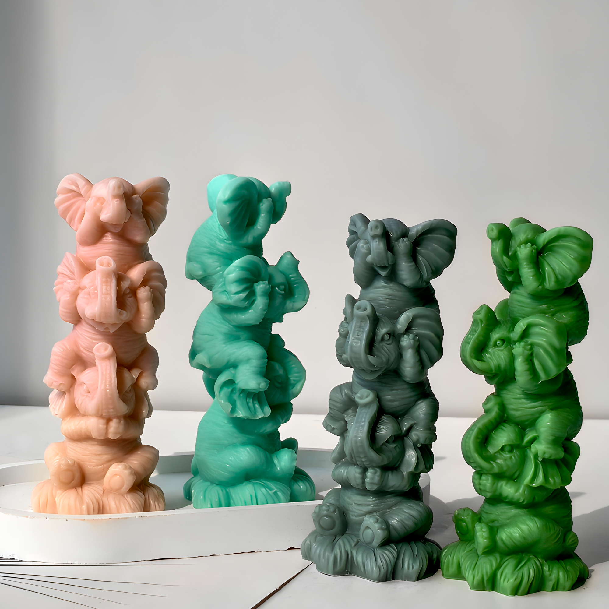 Molde Silicona Triple Elefantitos Elefante Aromaterapia Velas 5,5 X 12,7 CM 4